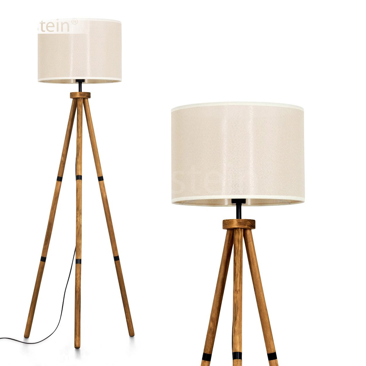 Stehlampe Stehlampe aus Holz/Stoff in Naturfarben/Beige/Weiß