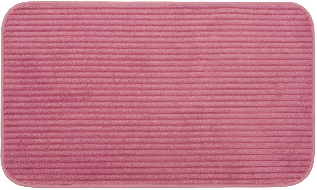 Gözze Badematte Berlin, Höhe 7 mm, rutschhemmend beschichtet, fußbodenheizungsgeeignet, Polyester, rechteckig, Badteppich, Uni Farben, Cord Optik, waschbar