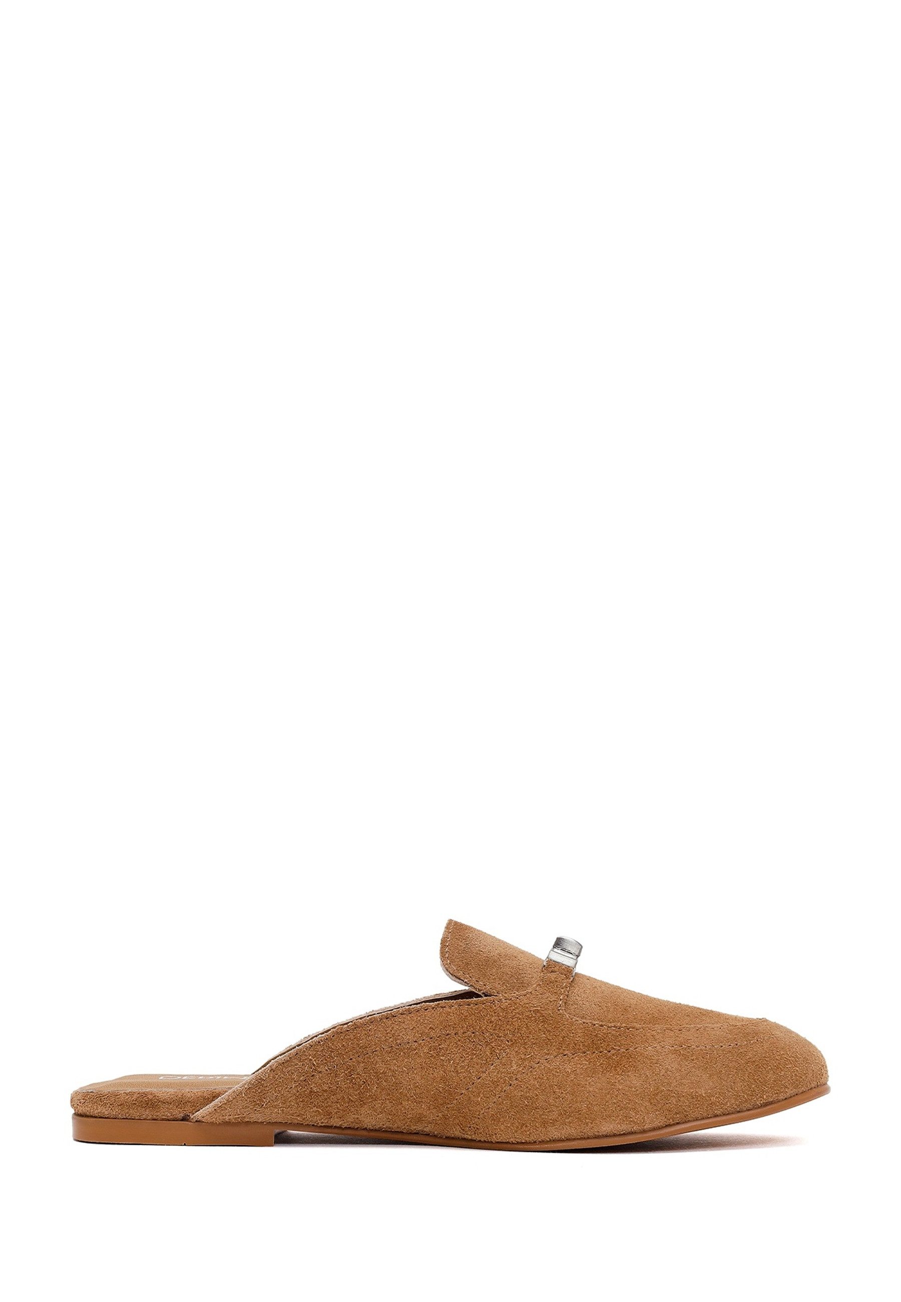 Derimod Loafer-Mules aus Veloursleder Mules Wildleder, Lederfutter, TPU-Sohle, Slip-On-Design, Metallakzent