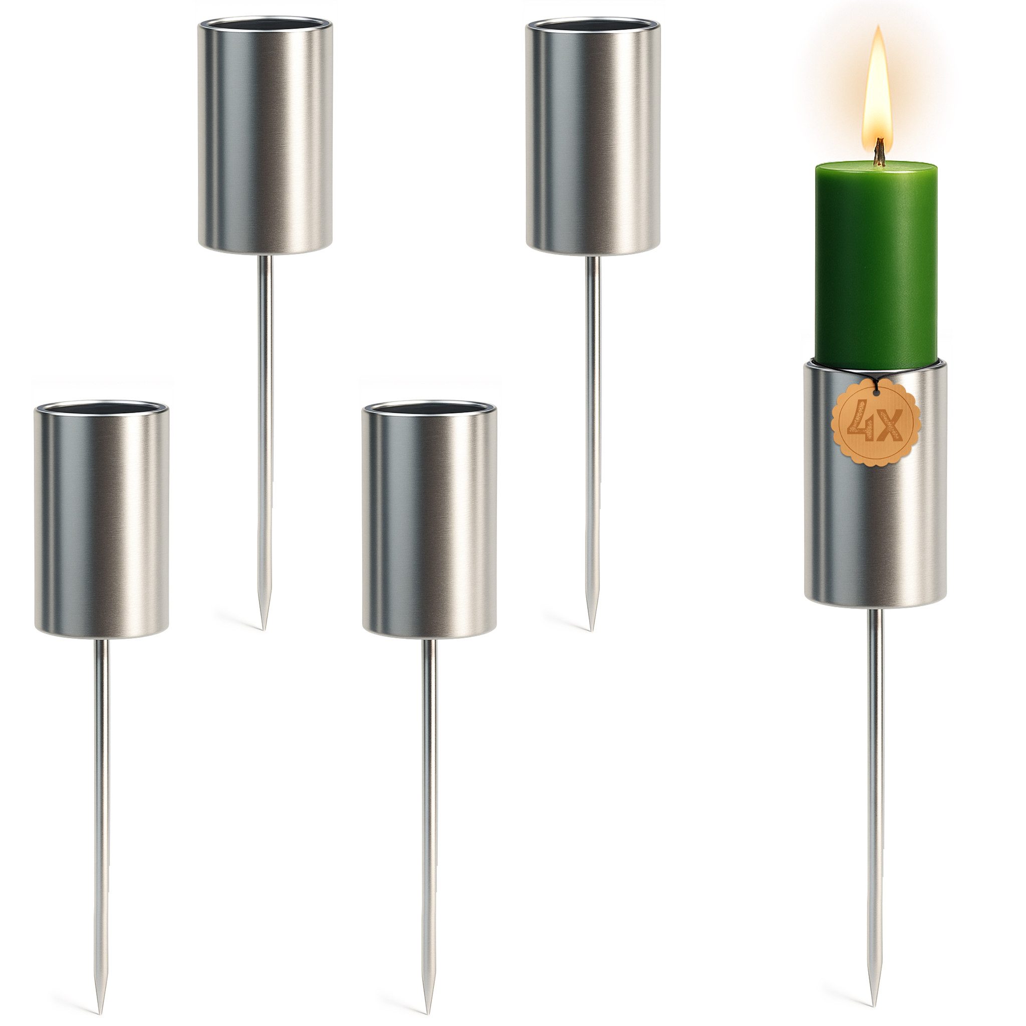 matches21 HOME & HOBBY Kerzenhalter Kerzenhalter 4er Set Metall Silber mit günstig online kaufen