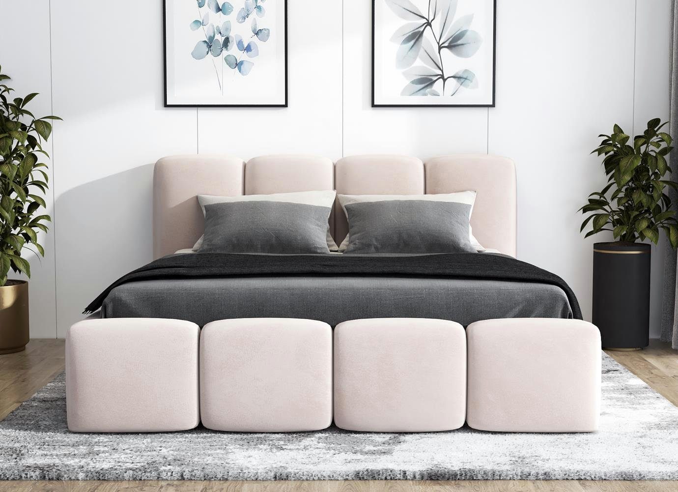 A&J MöbelLand GmbH Polsterbett DONA-OM mit Lattenrost und Bettkasten. (Bett mit Kopfteil. Lattenrost und Bettkasten Inclusive! Viele Varianten zur Auswahl – wählen Sie Größe und Farbe!, TOP ANGEBOT), Länge: 220 cm Höhe Kopfteil: 100 cm
