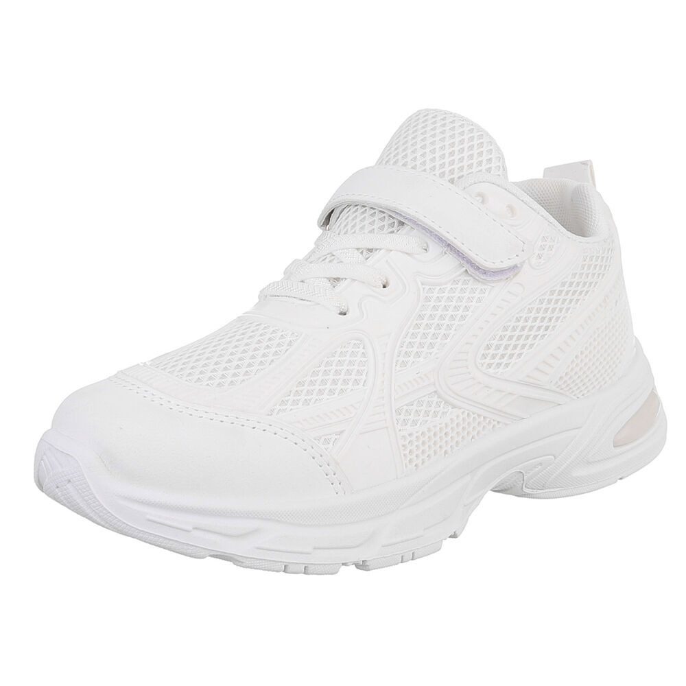 Ital-Design Sportlicher Kinderschuh mit Klettverschluss für Alltag Sneaker (89545349) Flach Freizeitschuhe in Weiß