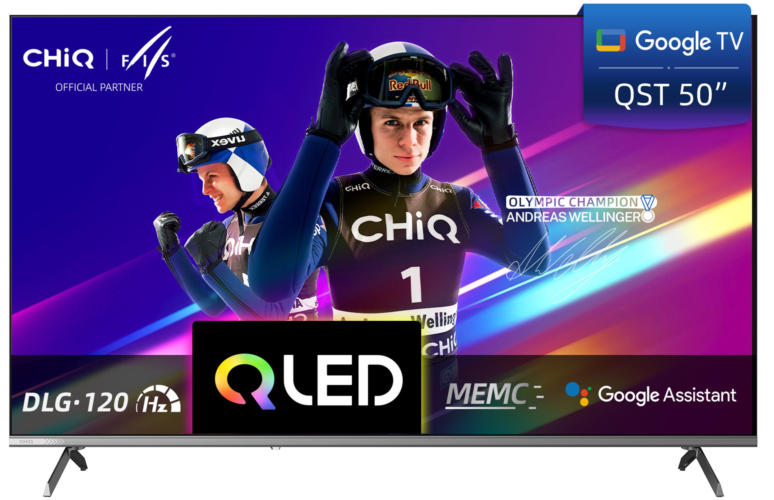 CHiQ U50QST Goohle TV QLED-Fernseher (127 cm/50 Zoll, 4K Ultra HD, Smart-TV, Google TV, 4K UHD TV, QLED TV, Inkl. Streaming Content, Kompatibel mit Apple AirPlay)