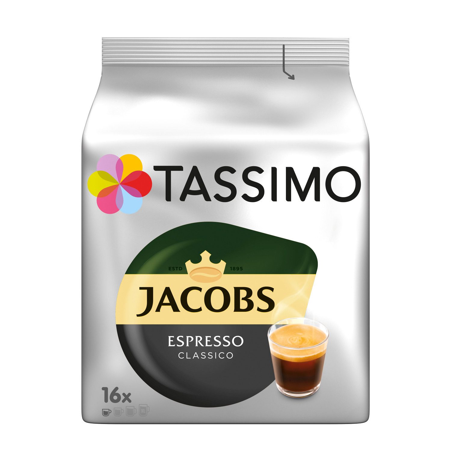 TASSIMO Kaffee Kapseln Jacobs Espresso Classico T Discs 5x16 Getränke Kaffeekapseln, (Packung, 5er Pack)