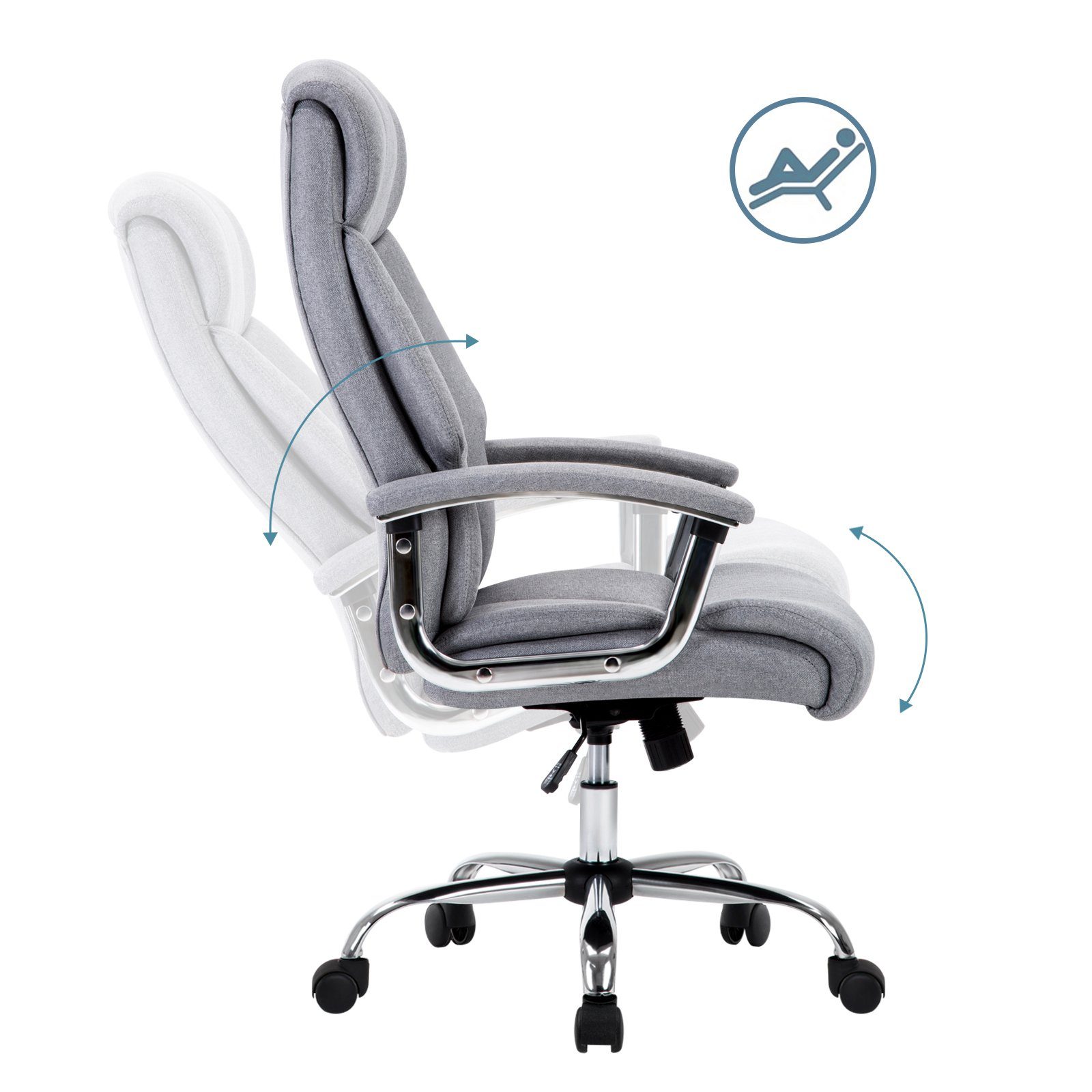 Intimate WM Heart Chefsessel Ergonomischer Bürostuhl, Stoff Schreibtischstuhl, Mit gepolsterten Armlehnen, Wippfunktion und Kopfunterstützung – Bild 5 von 5