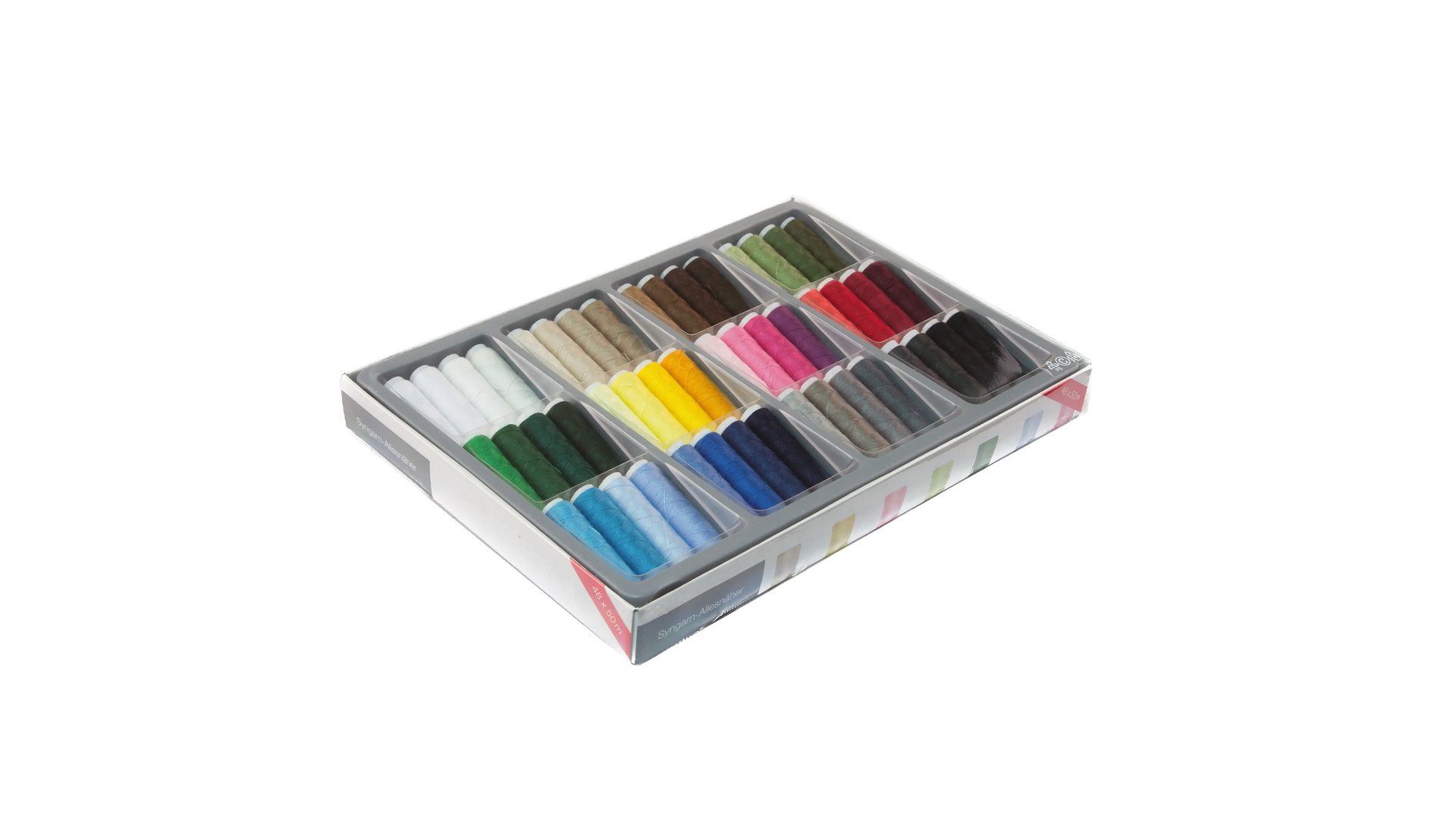 Zettl GmbH Universal Nähgarn Polyester, Nähgarnset 48 Farben Stärke 40/2 Nähgarn, 2400 m (48-St), Syngarn Allesnäher, reißfest