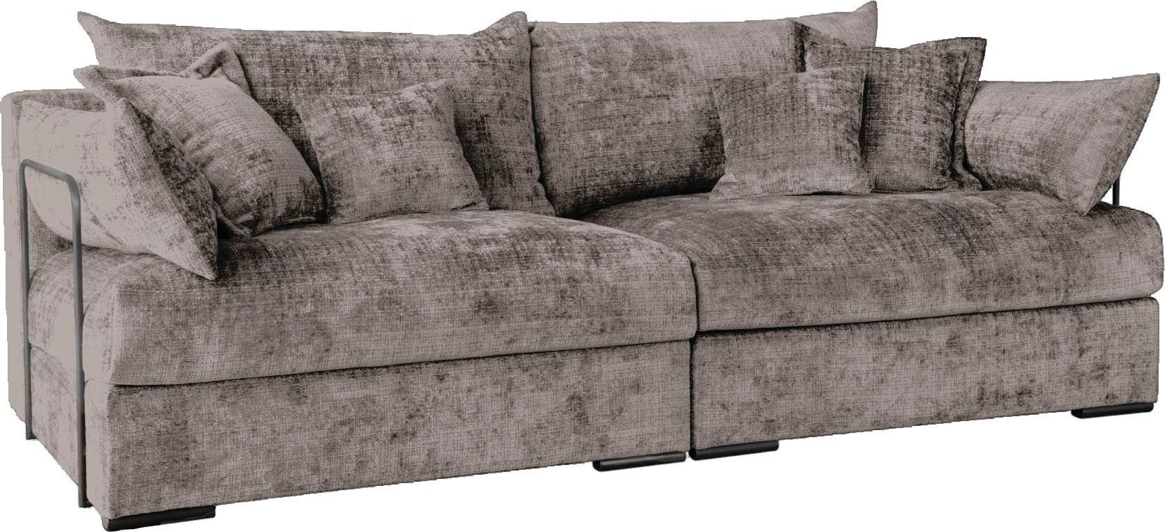Home affaire Big-Sofa Casa XL, B: 190 cm, 4 Zierkissen, Mega-Sofa, in Cord oder Chenille-Struktur, Federkern