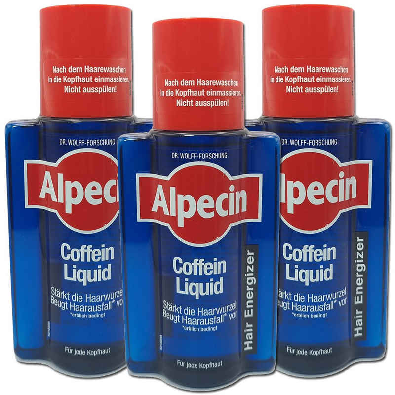 Alpecin Haarpflege-Set Haarwasser Coffein Liquid, 3 x 200ml, 3-tlg., Vermeidung von Haarverlust Unterstützung des Haarwachstums