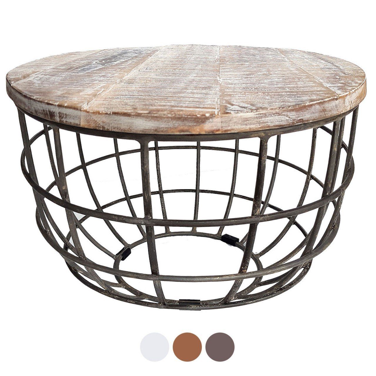 tinkaro Couchtisch HENNI Altholz/Eisen Weiß gekälkt (1-St)