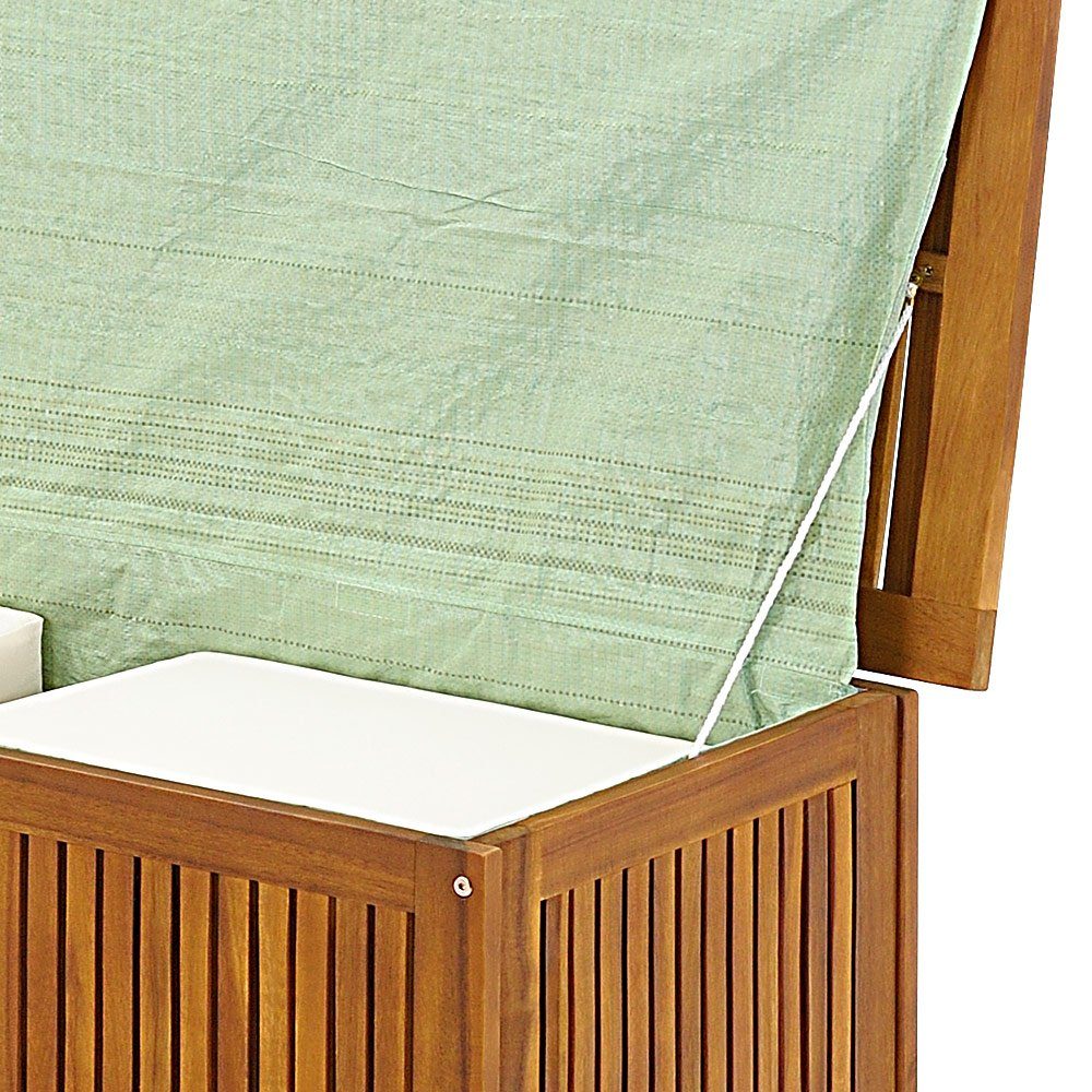 Casaria Auflagenbox, Gartenbox Akazienholz 115x50x59cm mit Innenplane wetterfest 205L