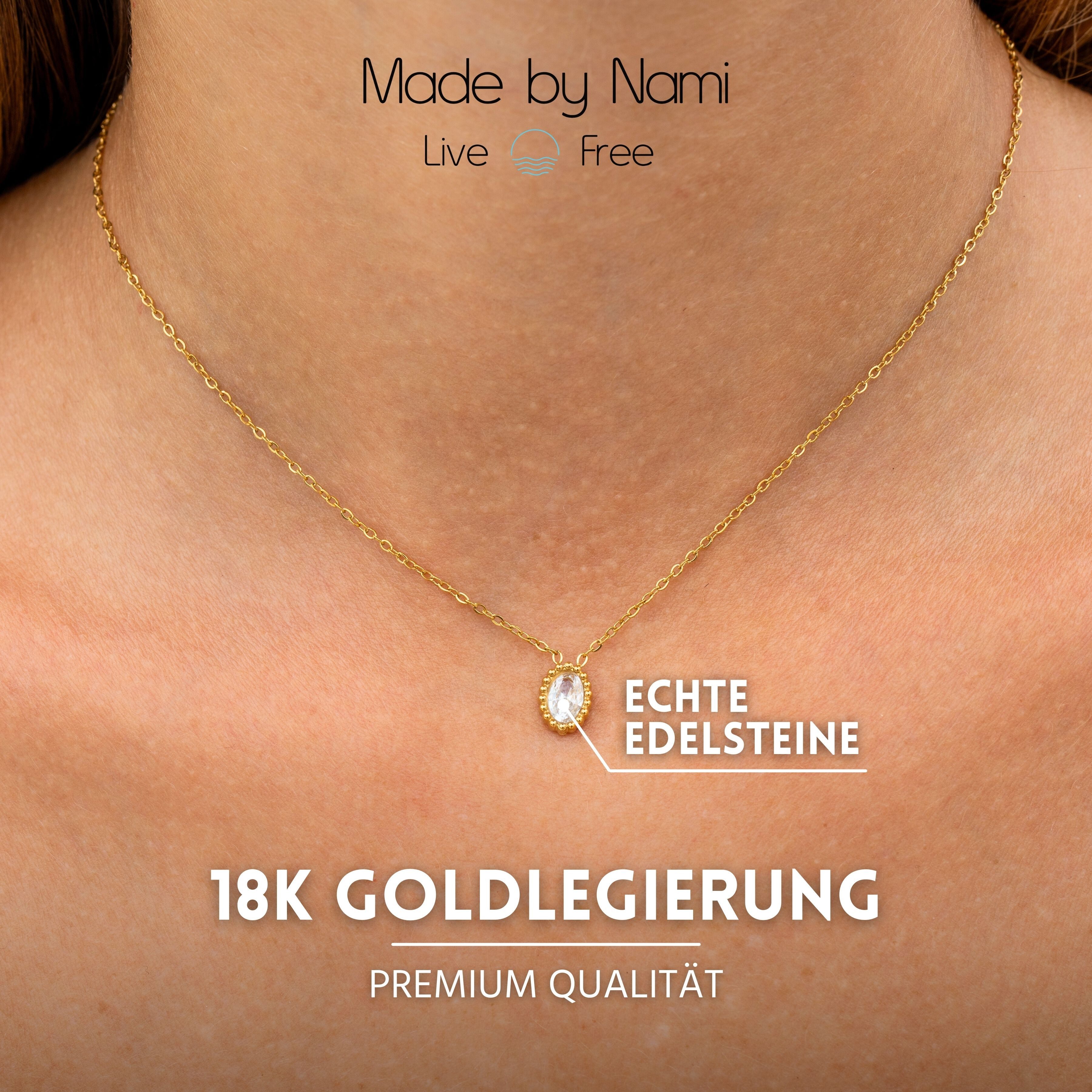 Made by Nami Schmuckset Damen Gold Halskette und Ohrringe Wasserfest, aus Edelstahl – hypoallergen – Boho-Stil