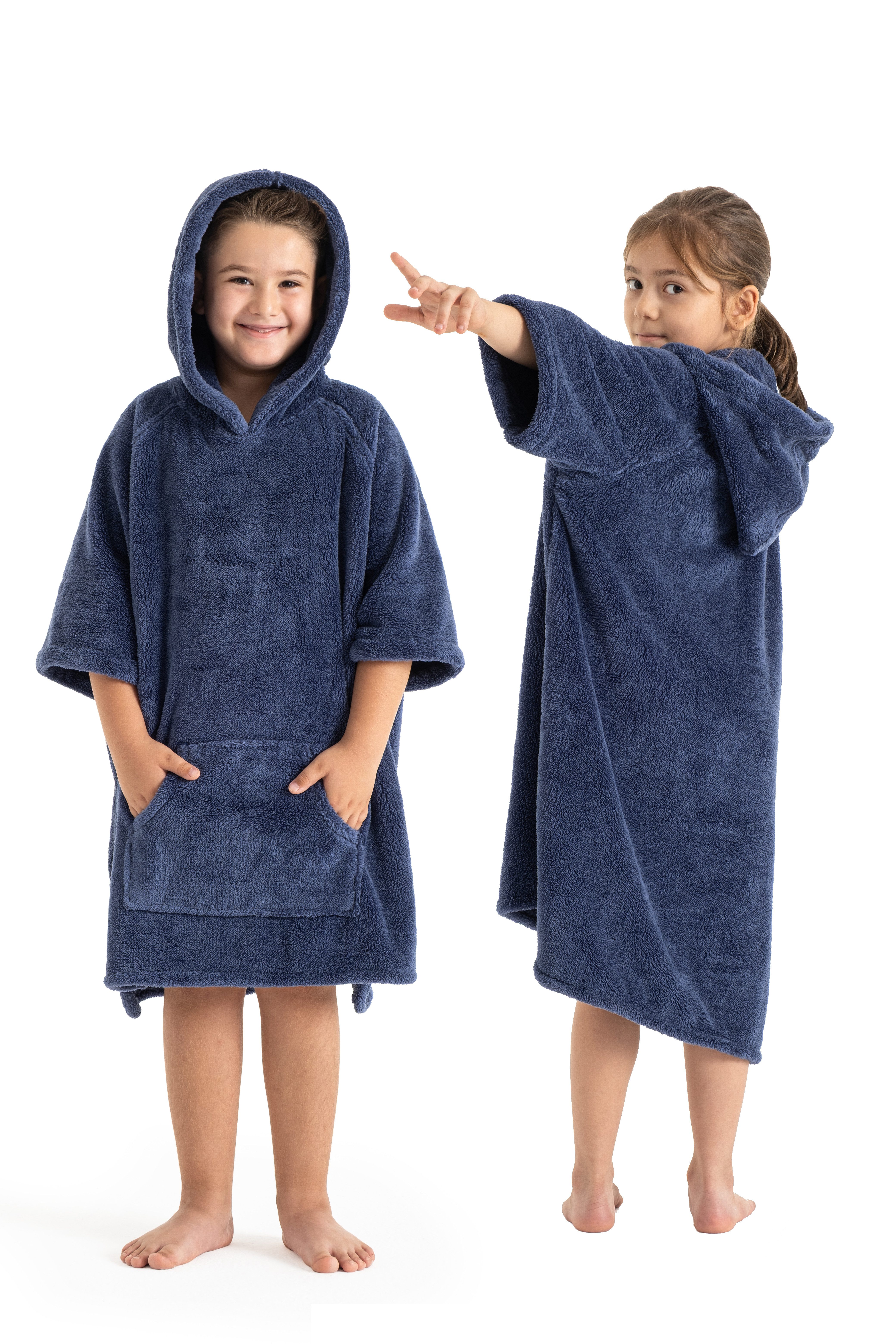 my home Badeponcho Lillou, für Kinder, ideal für Urlaub oder im Schwimmbad, Midilänge, Microfaser, Kapuze, weich und kuschelig, Fleece, plüsch, Surfponcho