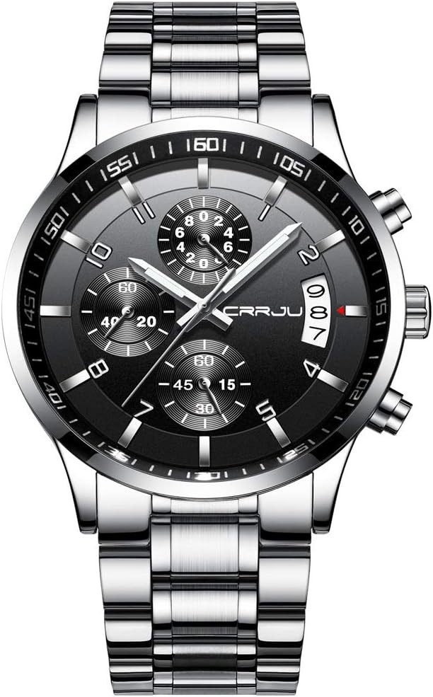 CRRJU Fur Herren Watch, mit Kalender Business wasserdichte Chronographen Stoppuhr Analog Quarz