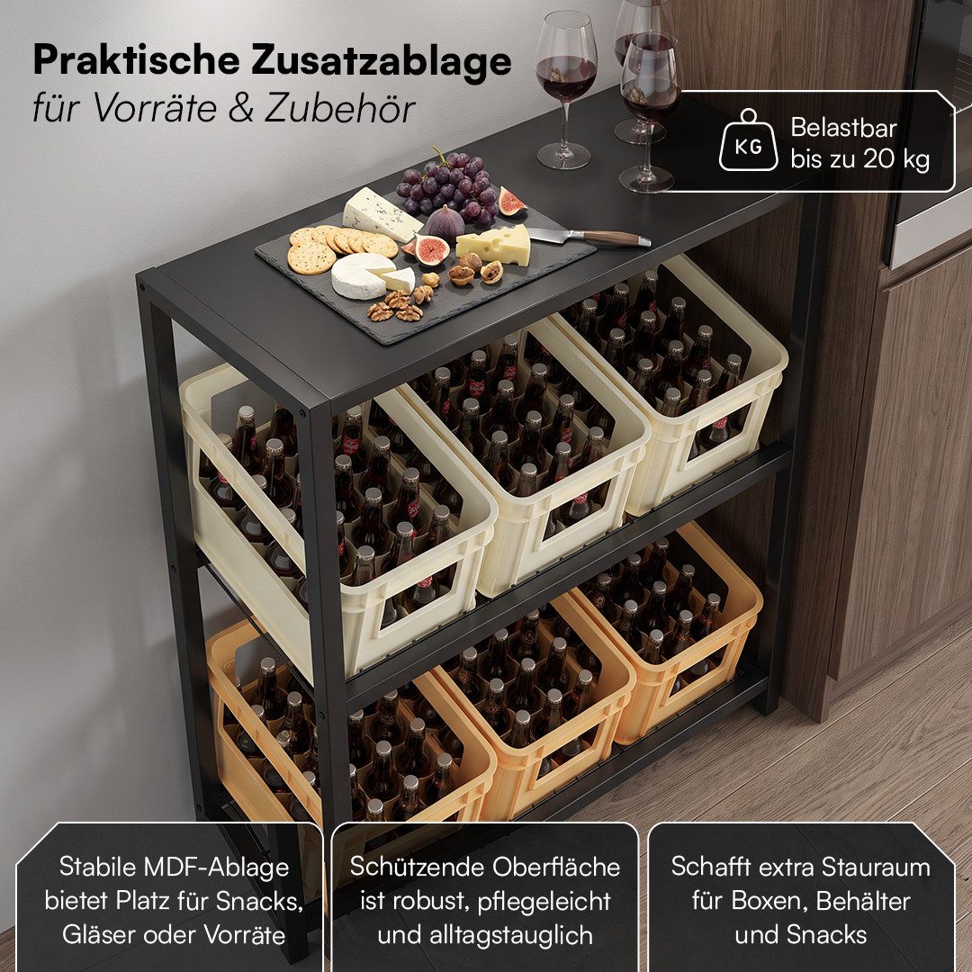 STEELSØN Flaschenregal Montune mit Ablagefläche, Kistenregal für Getränke, Gemüse & Obst, Getränkekistenregal in Schwarz, für 6 Kisten, auch verfügbar für 2 ode – Bild 4 von 5