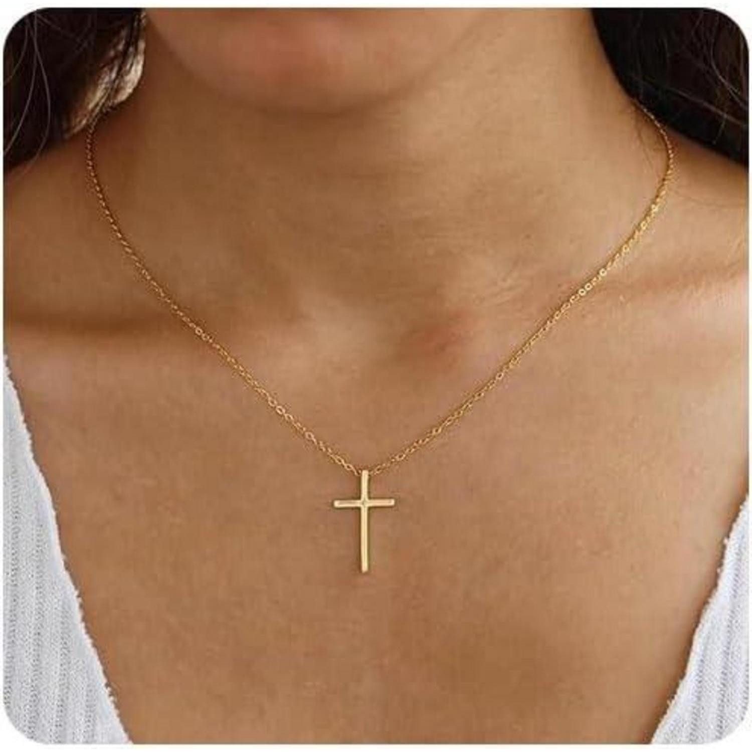 LuxusKollektion Kette und Anhänger Set Kreuz-Halskette 18 Karat vergoldet m günstig online kaufen