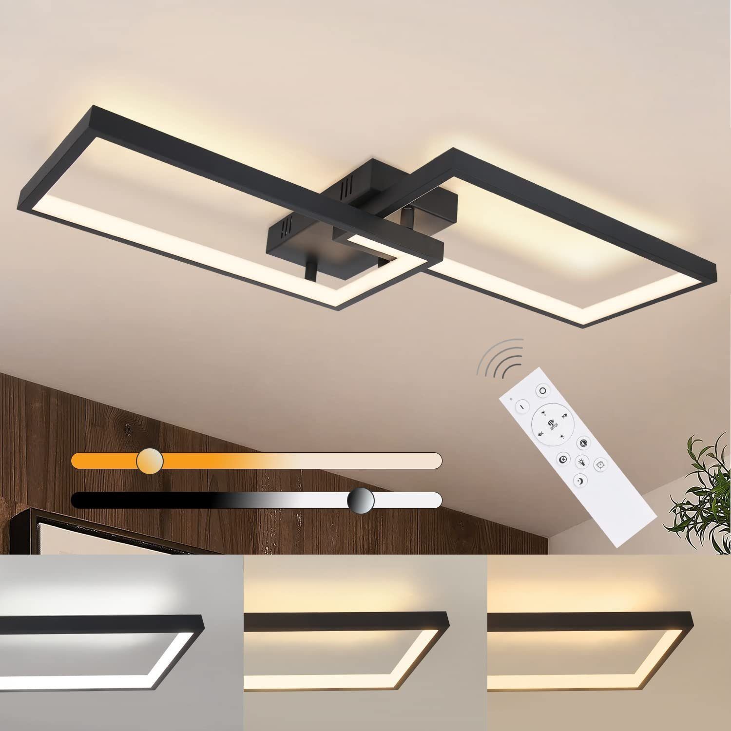 ZMH LED Deckenleuchte Wohnzimmer Modern Deckenlampe Dimmbar mit Fernbedienu günstig online kaufen