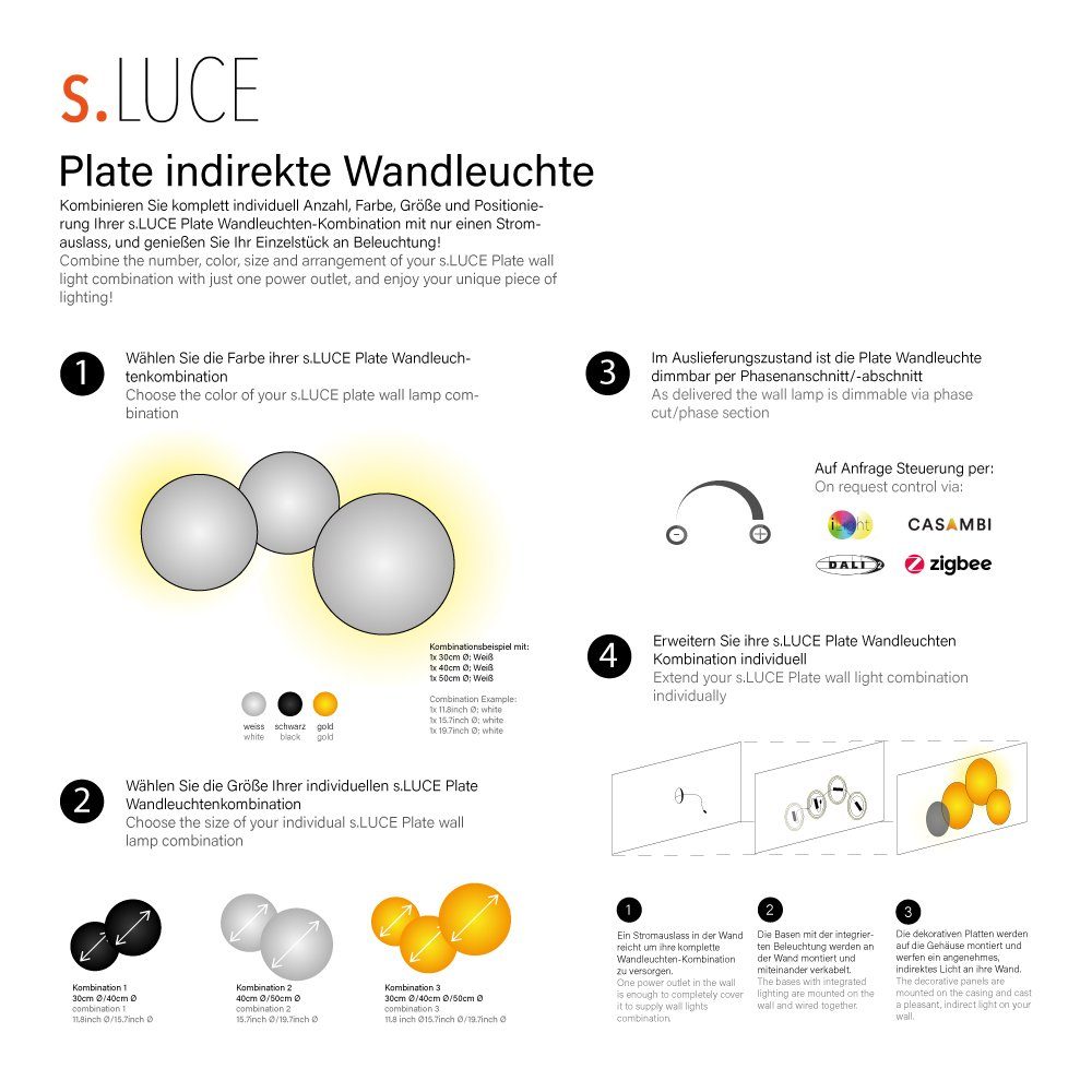 Wandleuchten LED Warmweiß Cloud Weiß, s.luce Kombination Wandleuchte Indirekte