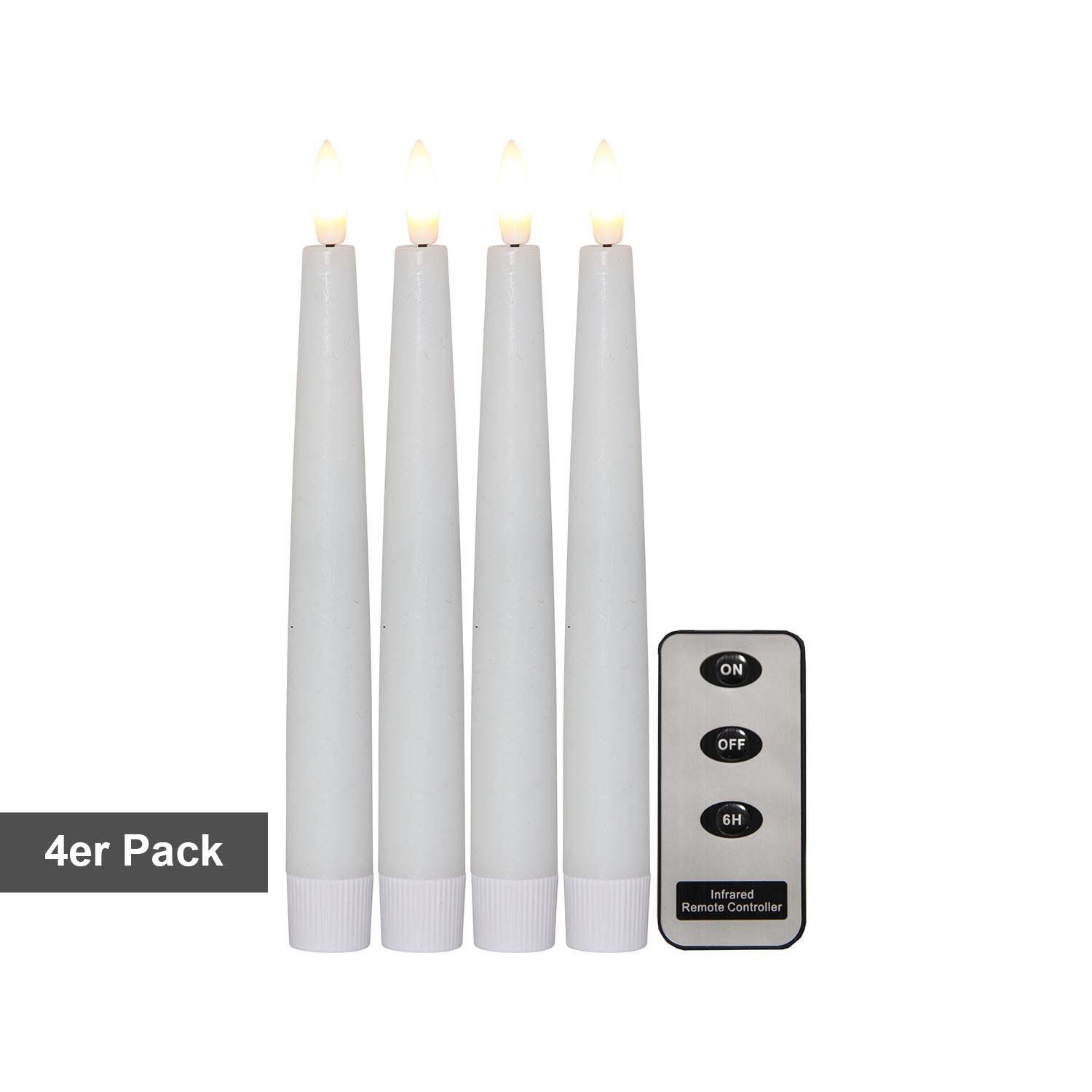 STAR TRADING LED Dekolicht LED-Wachskerzen 'Flamme' lang, 4er Set