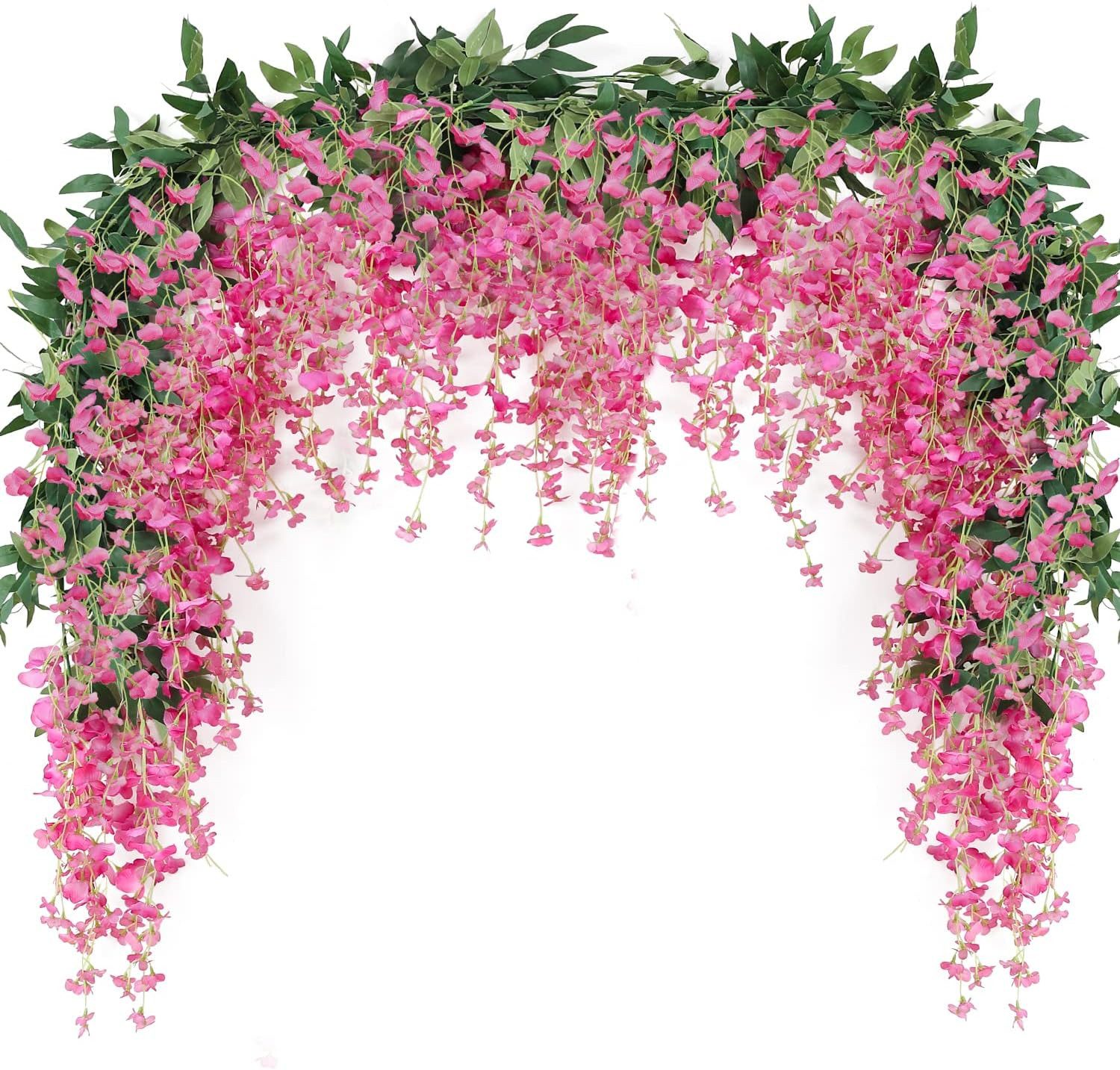 Kunstblumenstrauß 2 Stück Künstliche Glyzinien Blumen,Glyzinien Girlande Kunstpflanzen, Bomiclss, für Hausgarten Hochzeit Dekorationen Party Decor