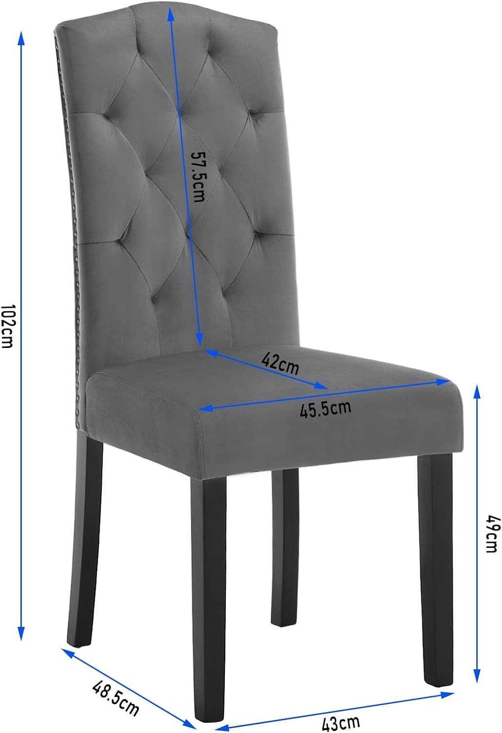 EUGAD 4-Fußstuhl (6 St), Esszimmerstühle mit Massivholzbeine
