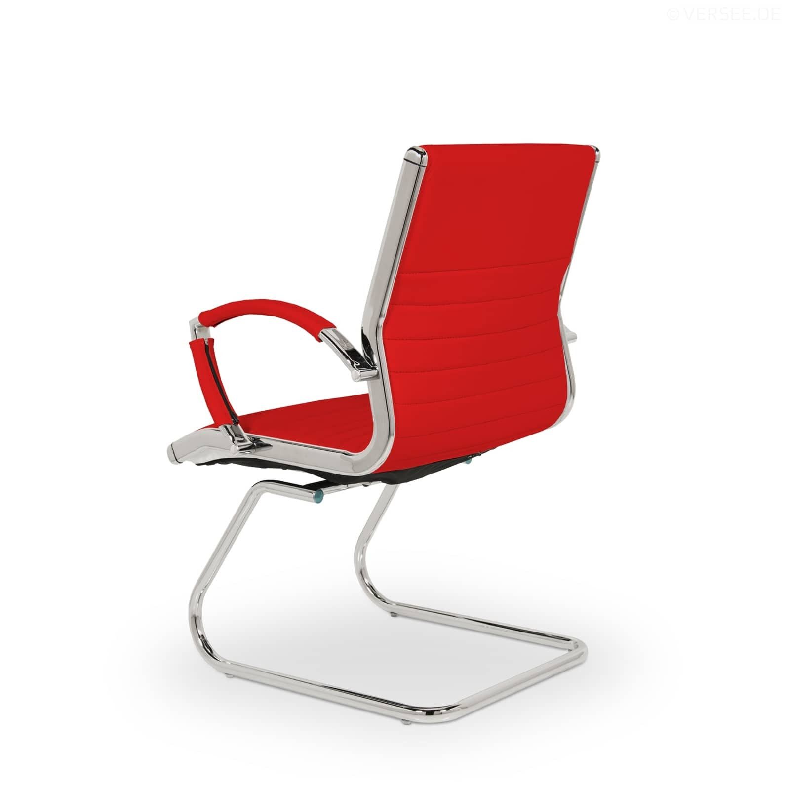 Versee Besucherstuhl VERSEE Montreal Konferenzstuhl Leder, 150kg belastbar, ergonomisch (Freischwinger für Home Office und Büro), mit Lendenstütze, gepolstert, hervoragende Freischwingereigenschaften