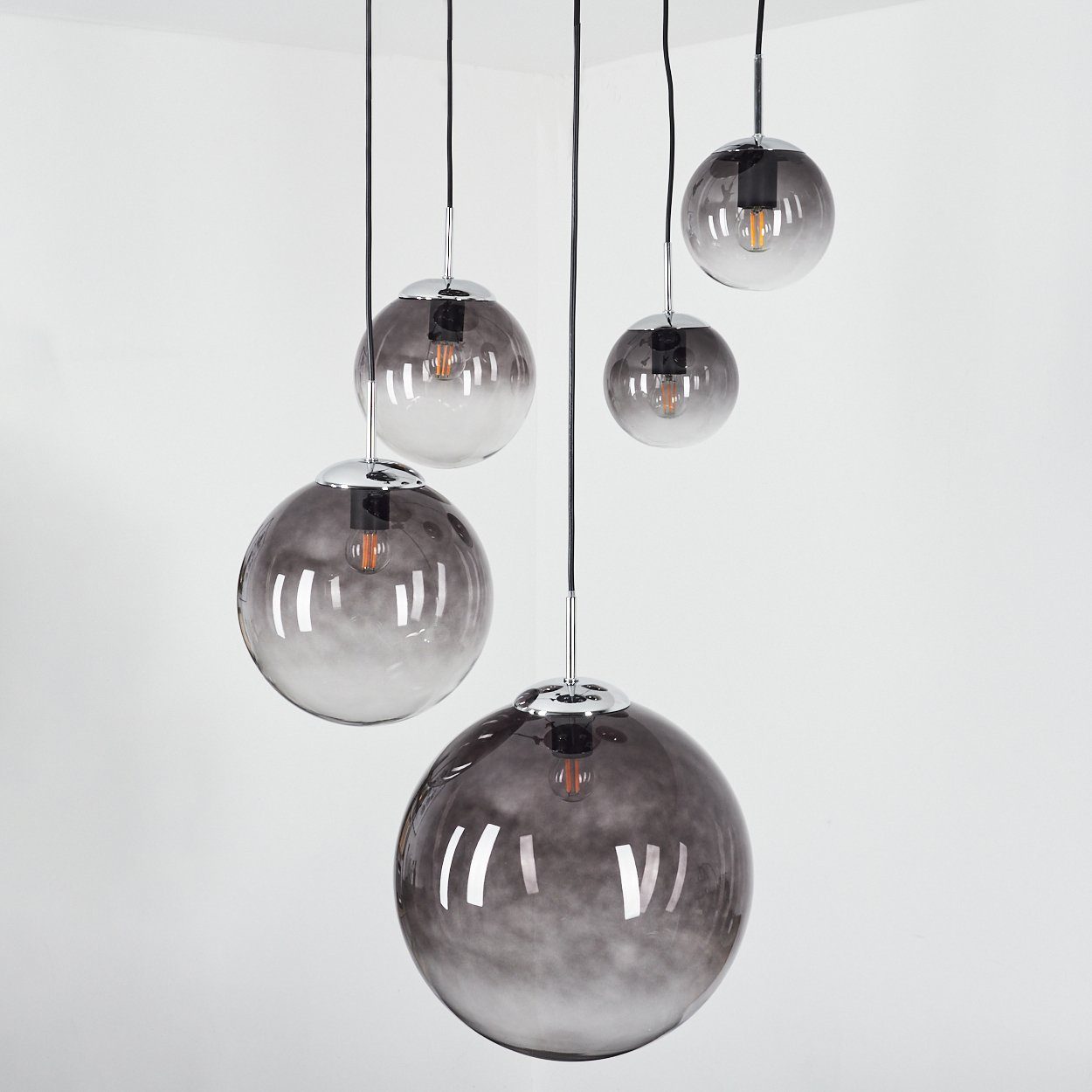 Rauchglas, runde chrom, aus Schirm Leuchtmittel, mit Metall Hängelampe in »Arola« Hängeleuchte ohne E27 hofstein