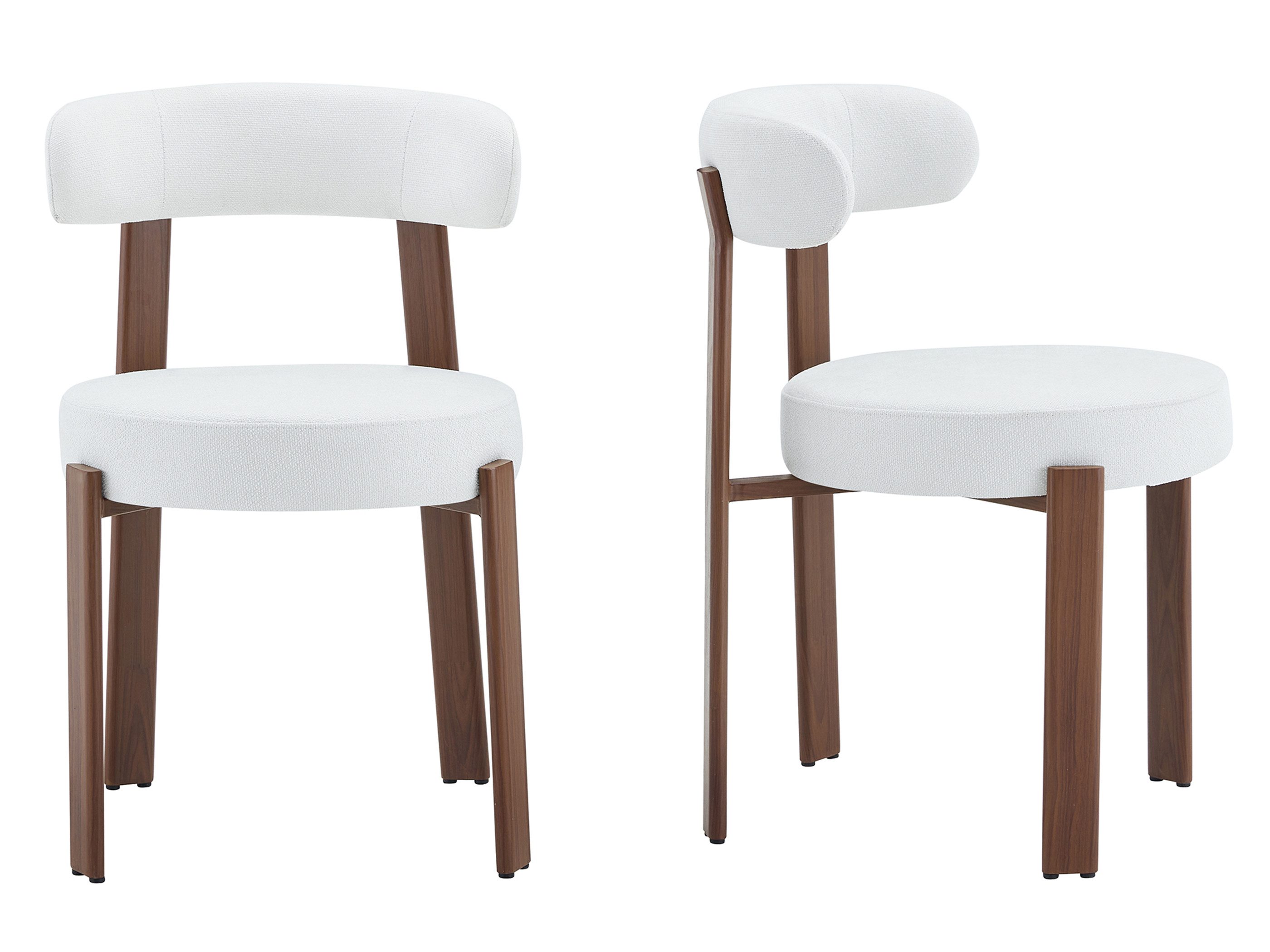 SeedWave Esszimmerstuhl Metallgestell Küchenstuhl Leinen Polsterstuhl mit Rundem Sitzkissen, 2er Set, Mid-Century Stil, Holzoptik-Metallbeine
