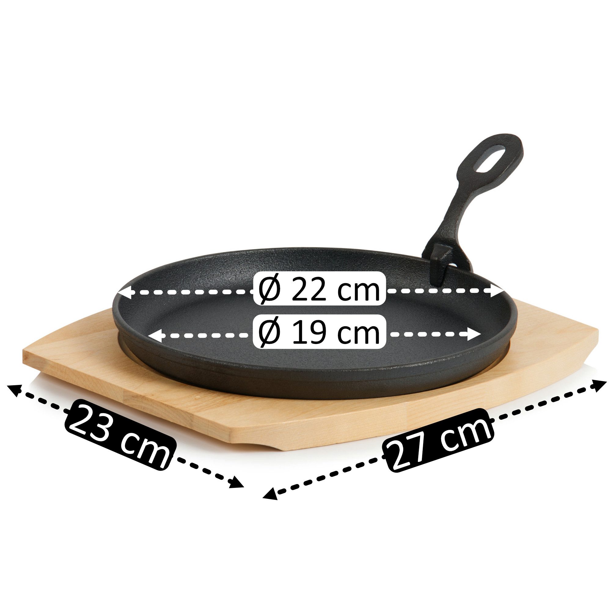 BBQ-Toro Servierpfanne 6er Gusseisen Servierpfännchen-Set, Ø 22 cm, rund, mit Holzbrett, Gusseisen – Bild 3 von 5