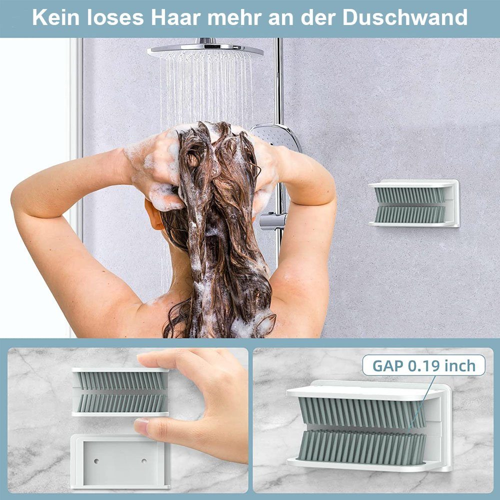 Haarfalle TUABUR für Duschwand-Haarsammler Duschablauf, Handtuchhaken Wiederverwendbare
