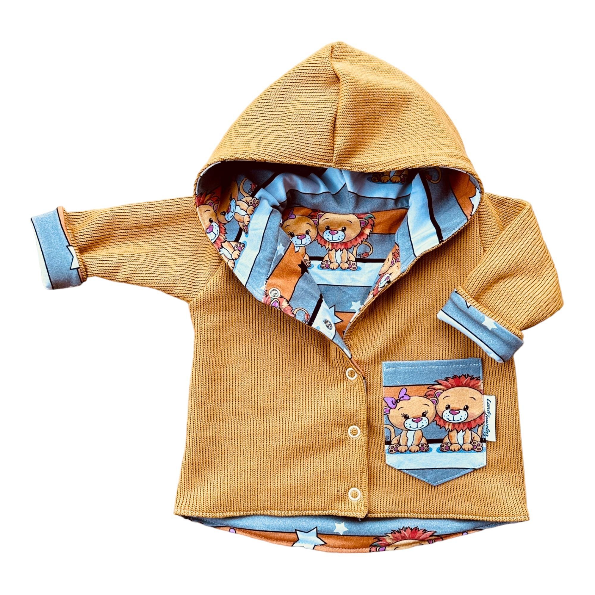 unisex Löwe gelb Kapuzenstrickjacke Land-Juwelen senfgelb Strickjacke