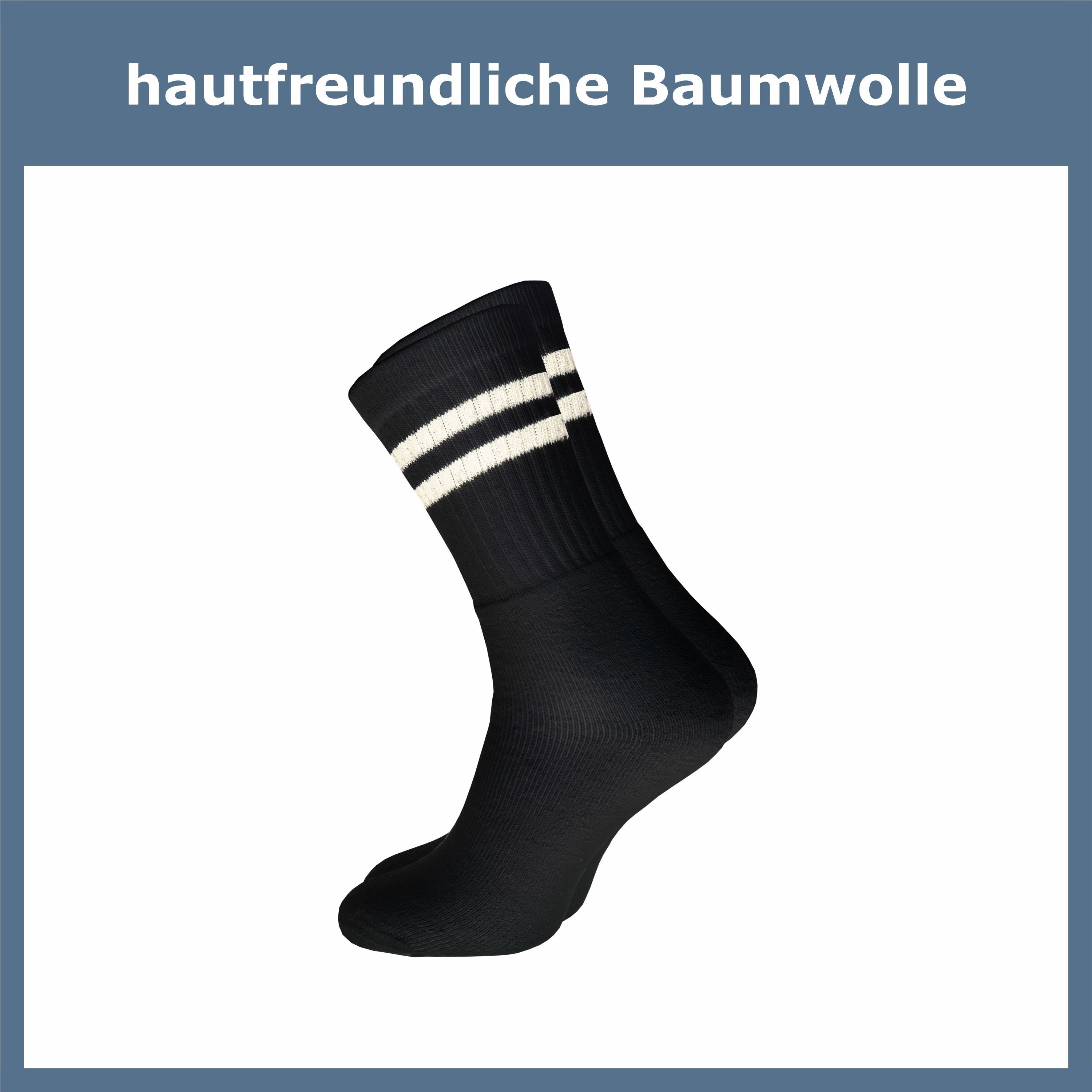 GAWILO Tennissocken für Herren im Retro-Style in weiß & schwarz für Freizeit & Sport (8 Paar) ausgestattet mit Frotteesohle für angenehme Polsterung