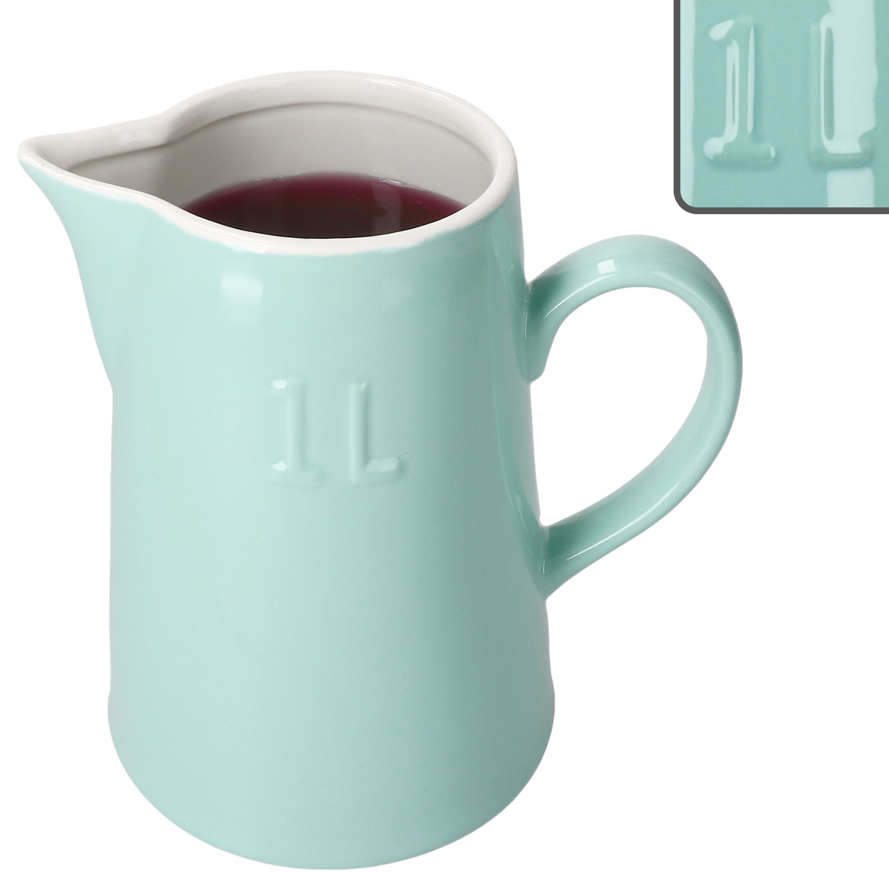 MamboCat Milchkanne MamboCat Krug Emilia Mint 1L Steingut grün-creme Milch-Kanne Karaffe