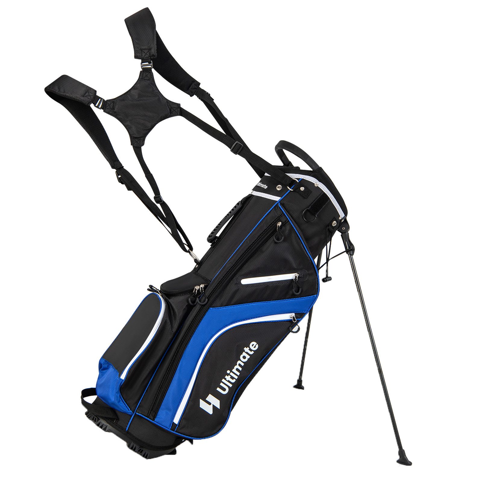 COSTWAY Golftrolley + Golfbag, Golf Standtasche mit 6 Taschen