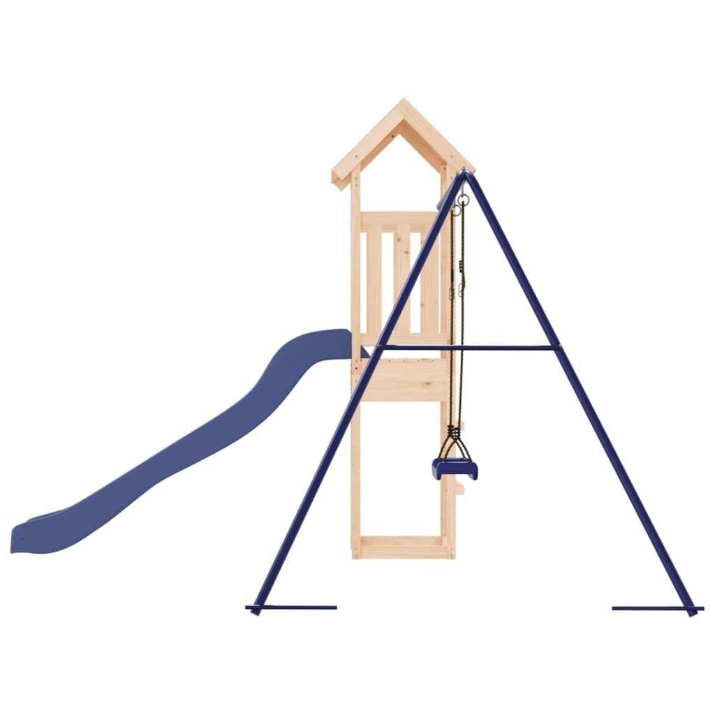 Schaukel Massivholz Kletterturm Kinde und Kiefer Spielhaus Spielturm mit Rutsche vidaXL