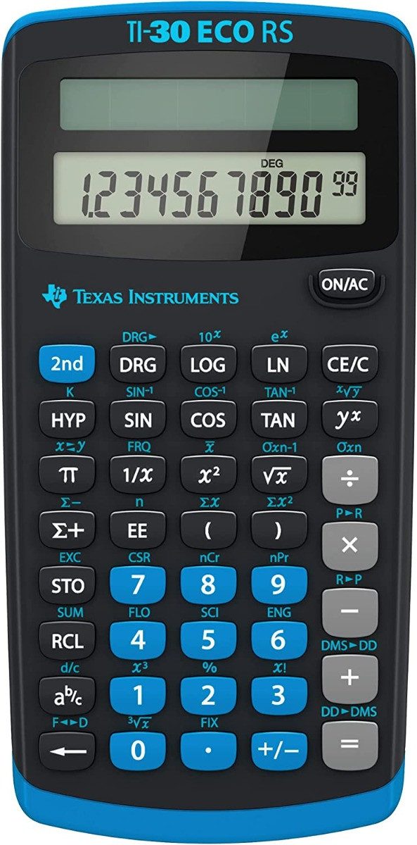 Texas Instruments Taschenrechner TI-30 ECO RS inkl. WYNGS Schutztasche Blau