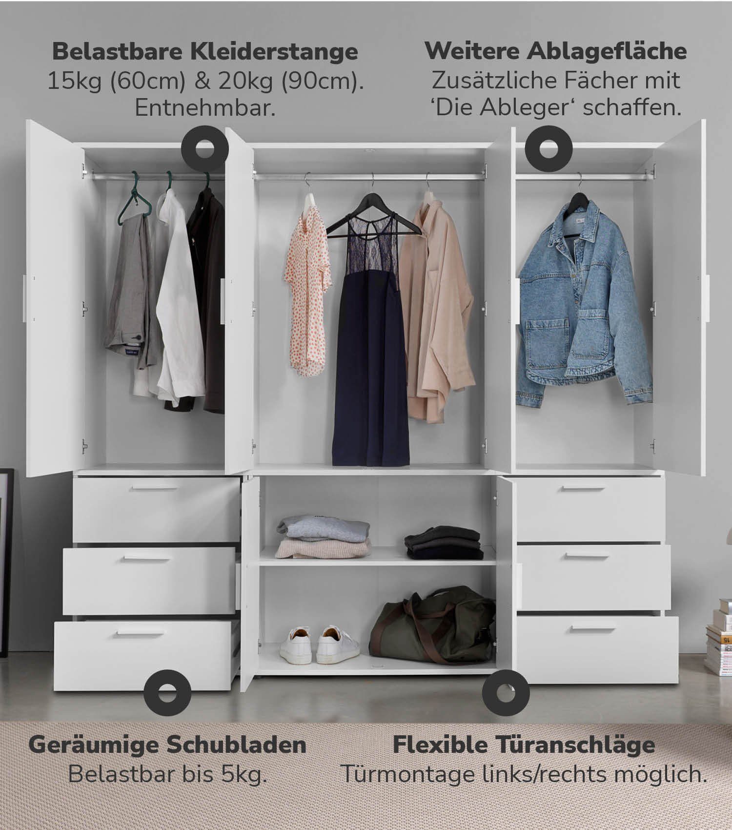 mokebo Kleiderschrank Der Grenzenlose (6-Türig & günstig online kaufen