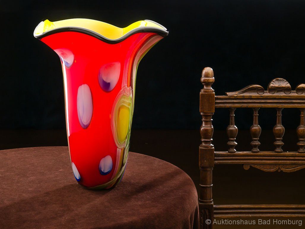 Tischvase 32cm antik Murano Vase Italien Fazz Stil Tischvase Aubaho Glasvase Glas 3,5kg