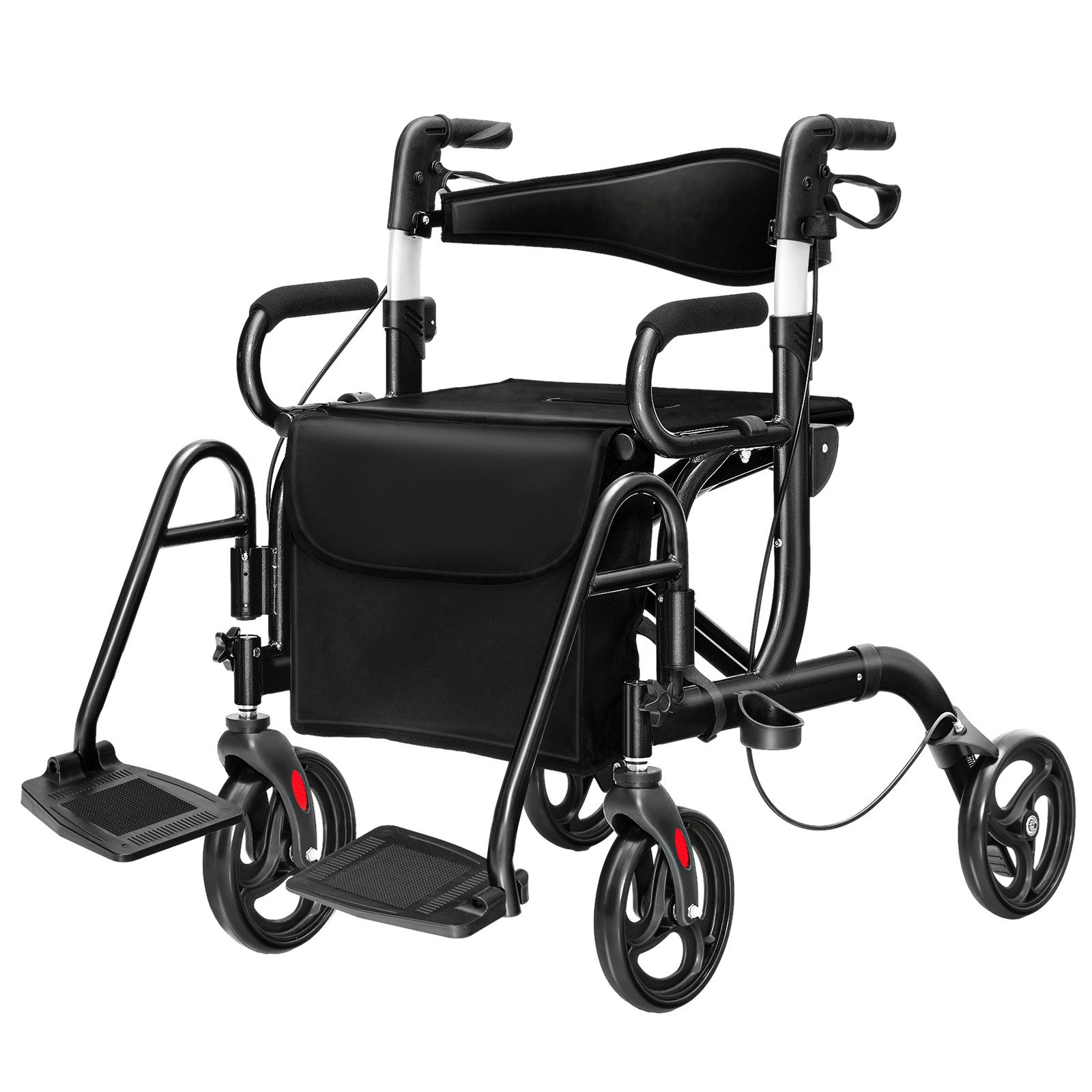 COSTWAY Rollator, mit Tasche, Bremse & Stockhalter, faltbar, höhenverstellbar