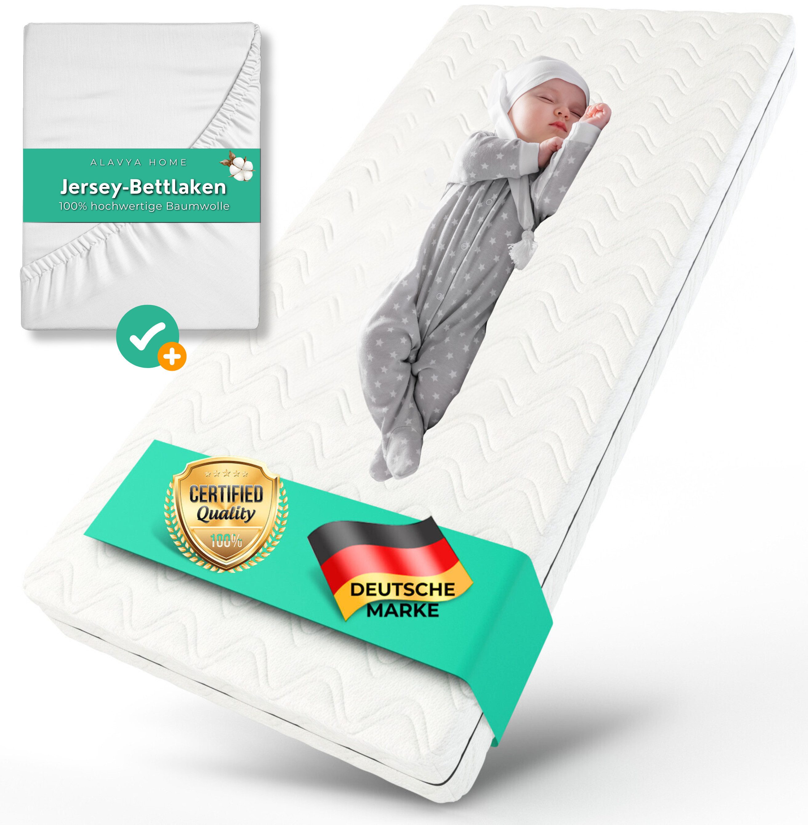 Babymatratze AQUA Premium, Alavya Home®, 10 cm hoch, Babymatratze 60x120 cm I waschbarem Bezug optional mit Spannbettlaken