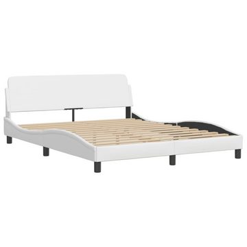 vidaXL Bett Bett mit Matratze Weiß 160x200 cm Kunstleder