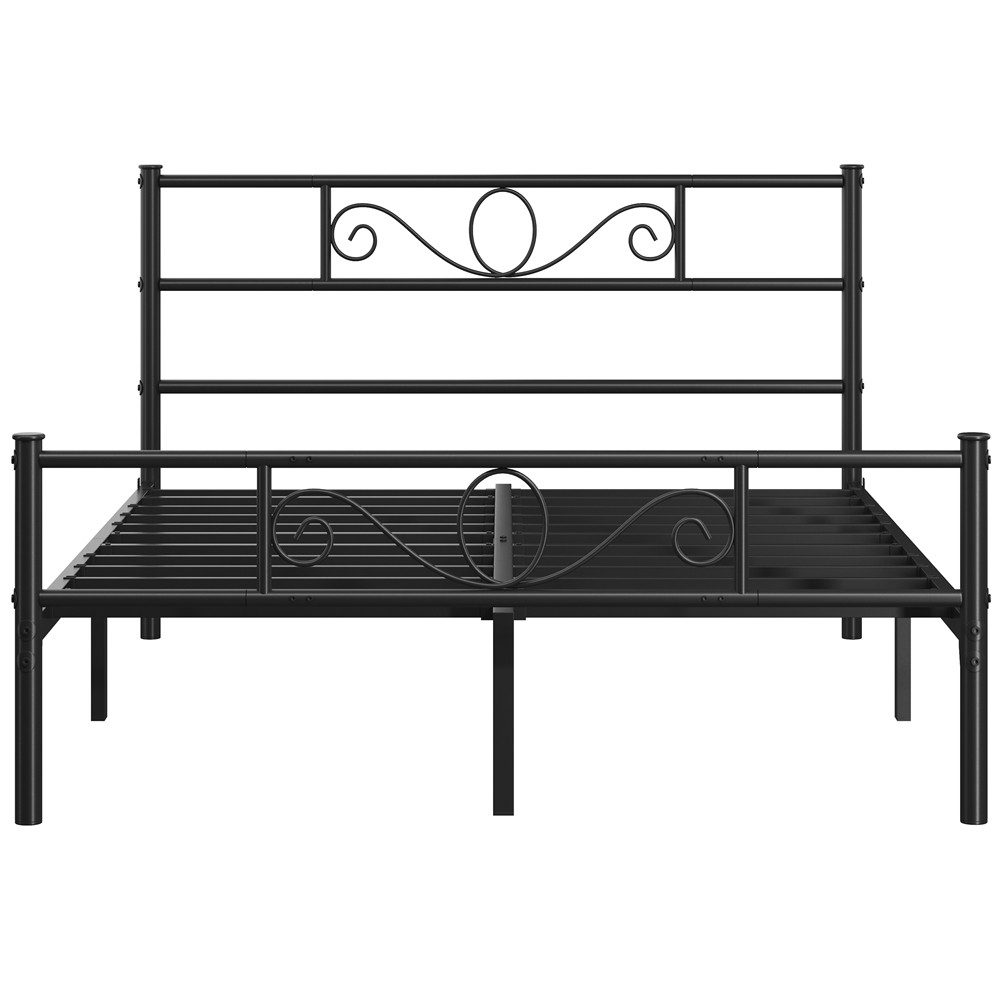 Yaheetech Bettgestell Metallbett mit Kopfteil, Einzelbett/Doppelbett Metallbettrahmen, 90/140/160 cm (B)