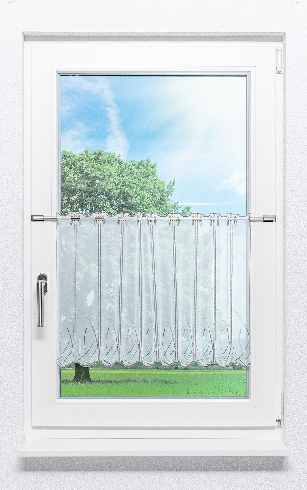 St), Scheibengardine Abstrakta, 45x40cm (1 LYSEL®, HxB steingrau transparent,