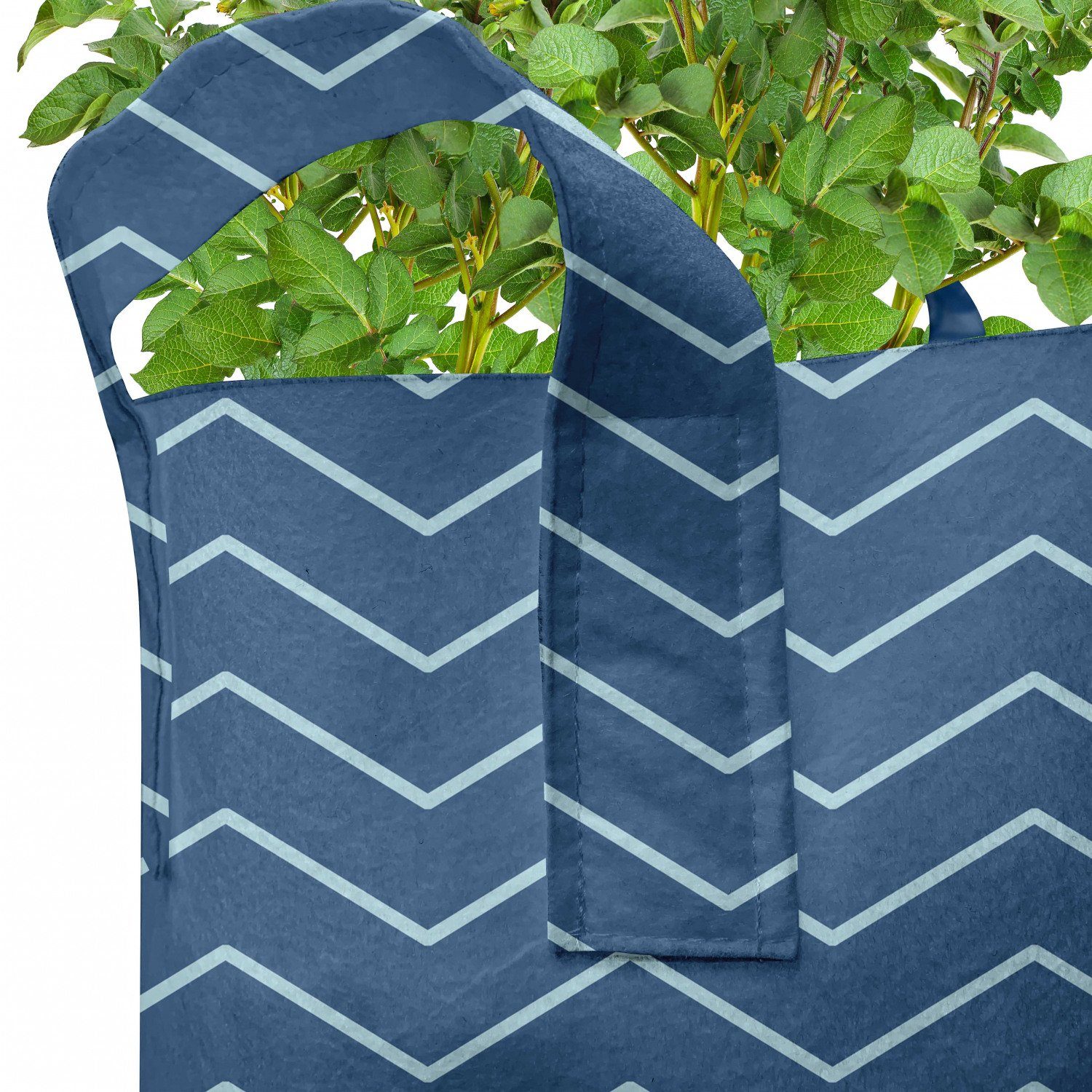 Zigzags Chevron-Linien mit Abakuhaus für Stofftöpfe Griffen blau Navy hochleistungsfähig Pflanzen, Pflanzkübel
