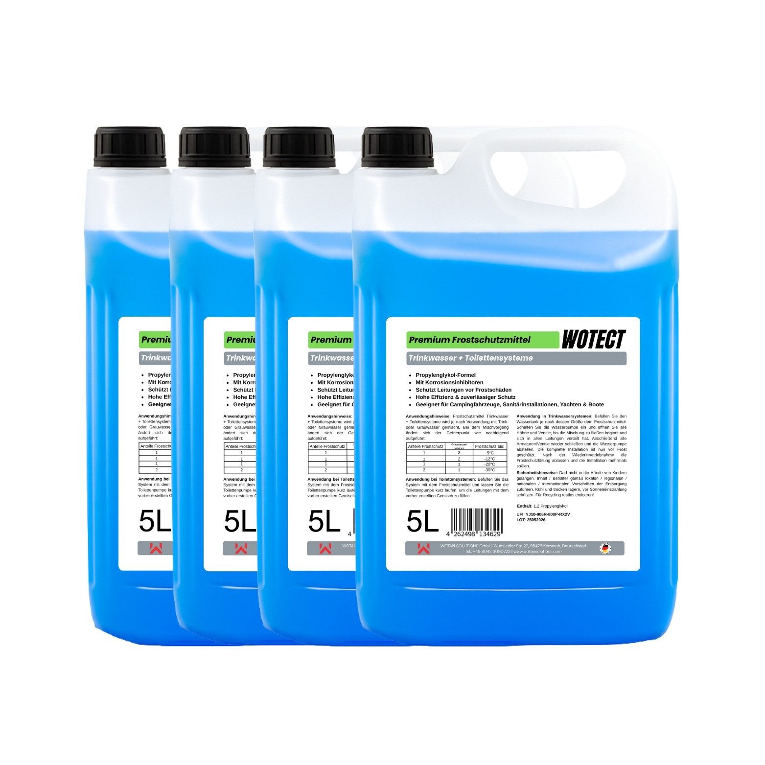 Wotect Trinkwasser-Frostschutz Premium Frostschutz für Trinkwasser- und Sanitärsysteme 20 L, bis -35 °C, 40 l, Frostschutz und Korrosionsschutz für Trinkwasser- und Sanitärsysteme