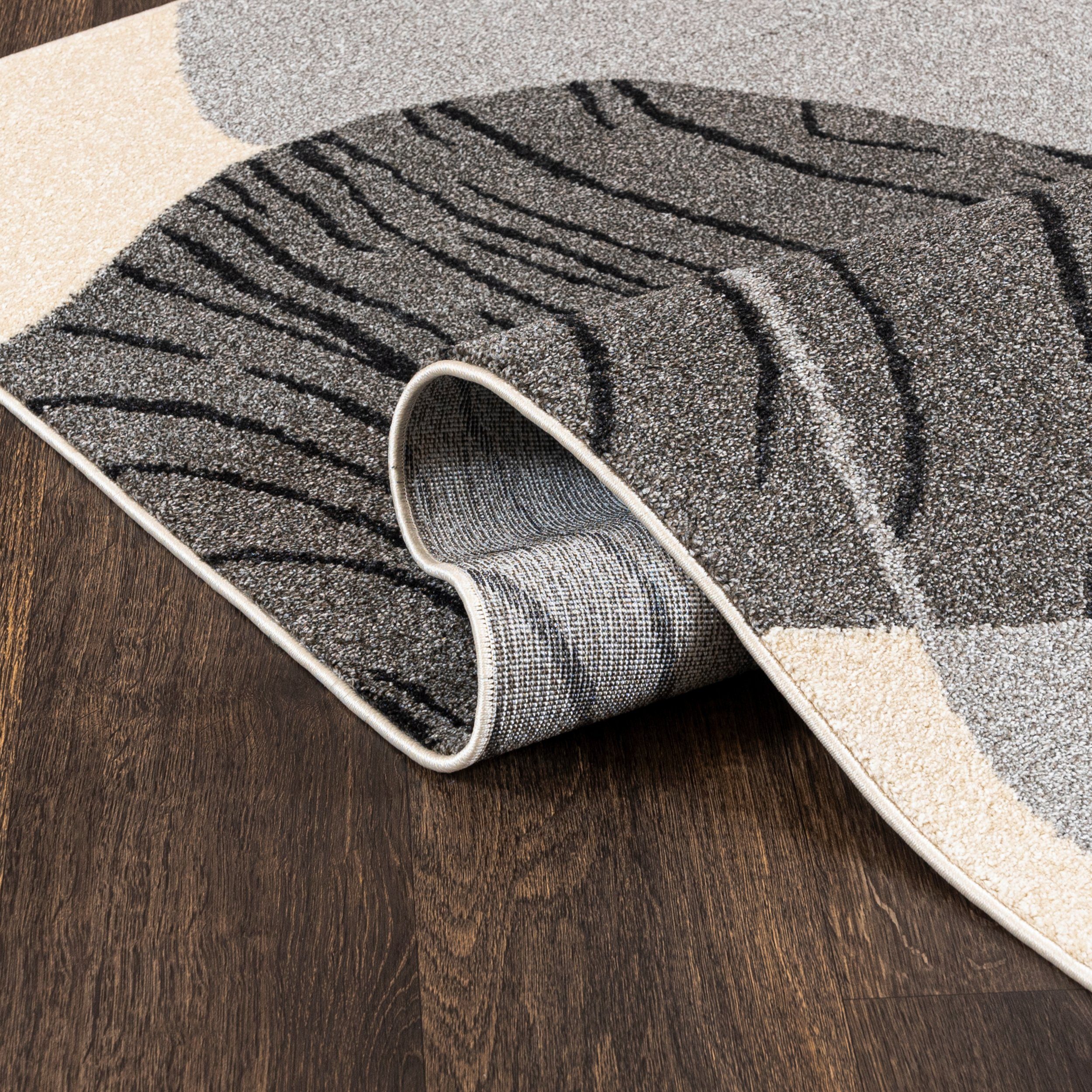 Mazovia Designteppich Modern Geometrisch Beige Creme Wohnzimmer, Schlafzimmer, Büro, Fußbodenheizung – Bild 3 von 5