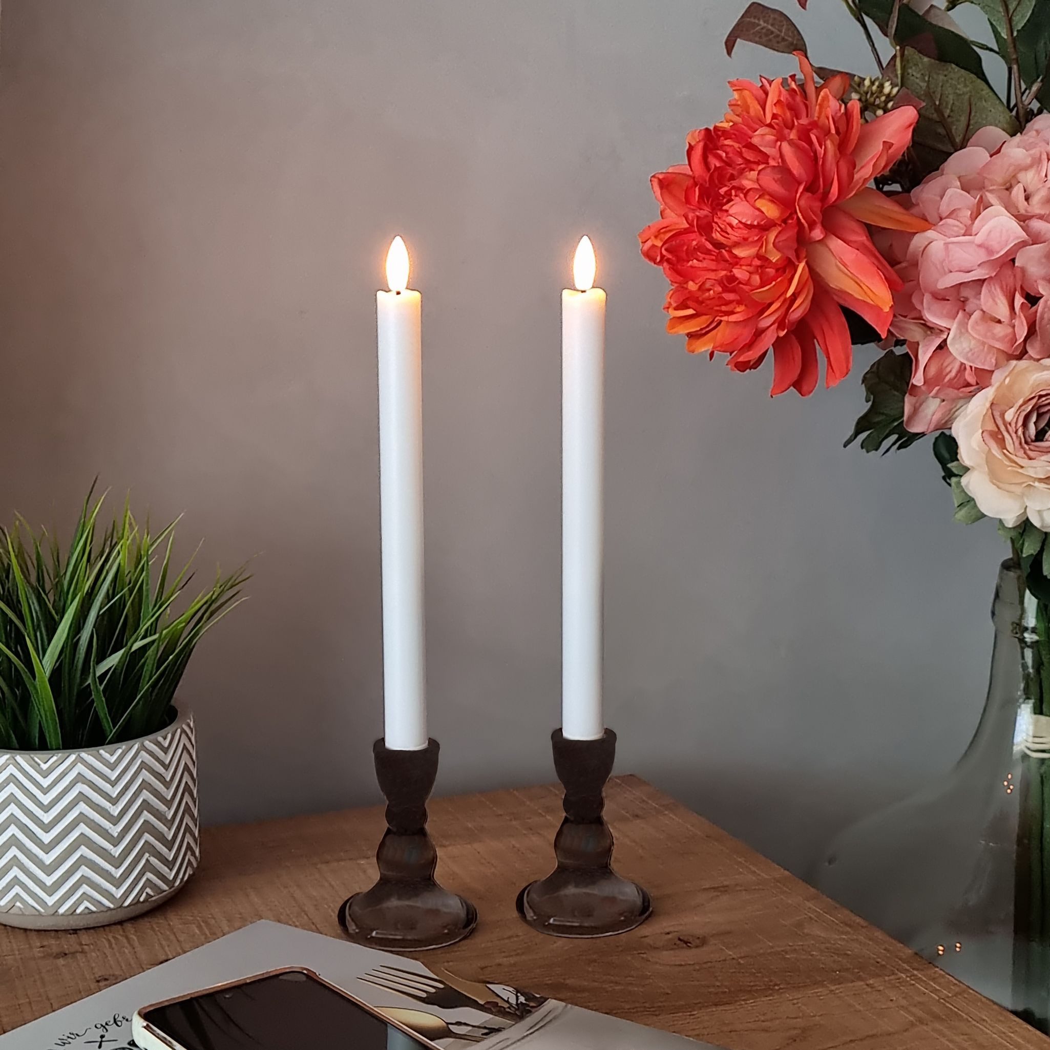 Coen Bakker Deco BV LED-Kerze LED 2er Set Stabkerzen, 2 x 2AAA, versch. Farben (2-tlg)