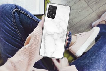 MuchoWow Handyhülle Marmor - Weiß - Grau - Luxus - Marmoroptik - Stein, Phone Case, Handyhülle Samsung Galaxy A53, Silikon, Schutzhülle
