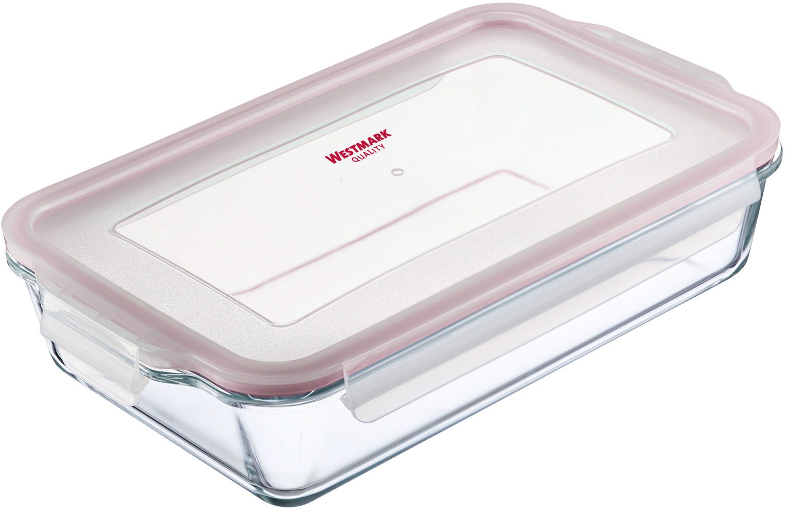 WESTMARK Auflaufform Glas-Auflaufform, Füllvolumen 2.200 ml, Borosilikatglas, (1-St), luftdicht verschließbar, mikrowellen- und ofenfest (ohne Deckel)