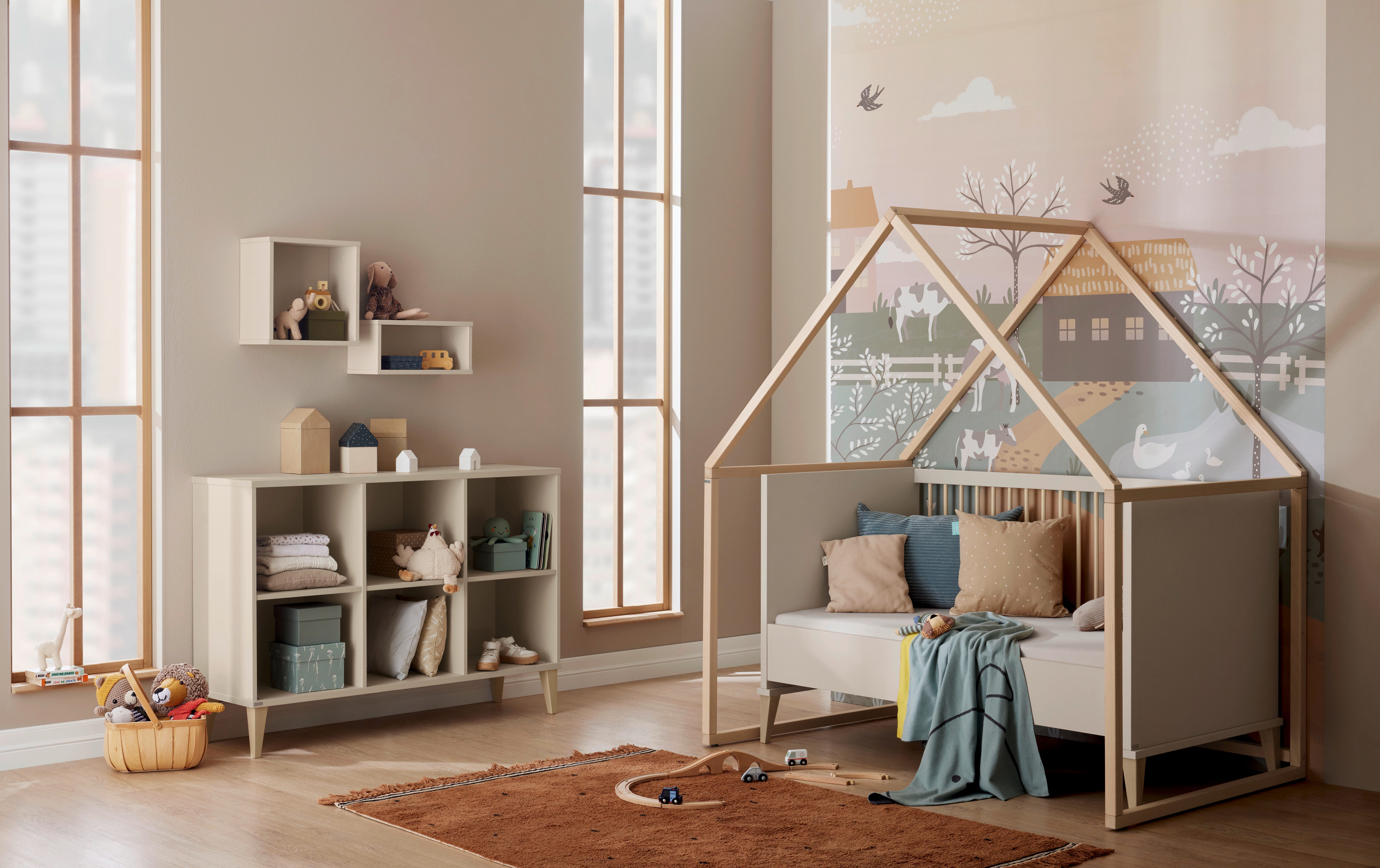 PAIDI Umbauseiten JONTE für den Umbau vom Babybett zum Juniorbett, Erweiterungs-Set zum Kinderbett 70x140cm in Beige