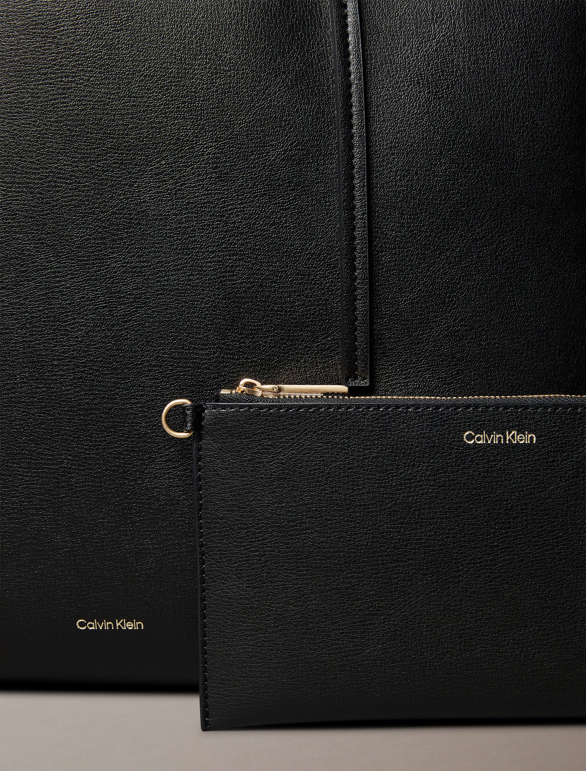 Calvin Klein Henkeltasche FOIL LOGO TOTE W/POUCH (2-tlg), Damen-Schultertasche mit Reißverschluss-Tasche